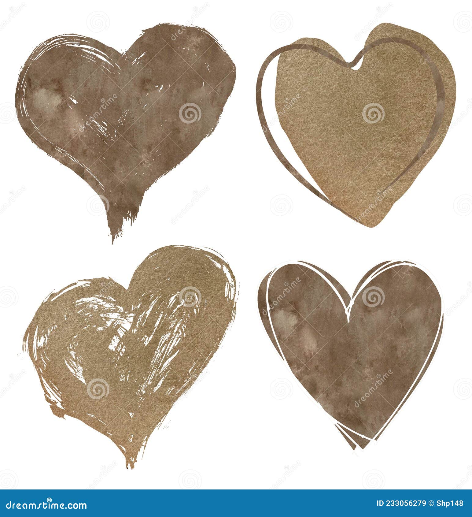 Watercolor Set of Brown Hearts. Black Lives Matter. Valentine`s Day  Decoration in Nude and Neutral Colors Stock Illustration - Illustration of  love, matter: 233056279