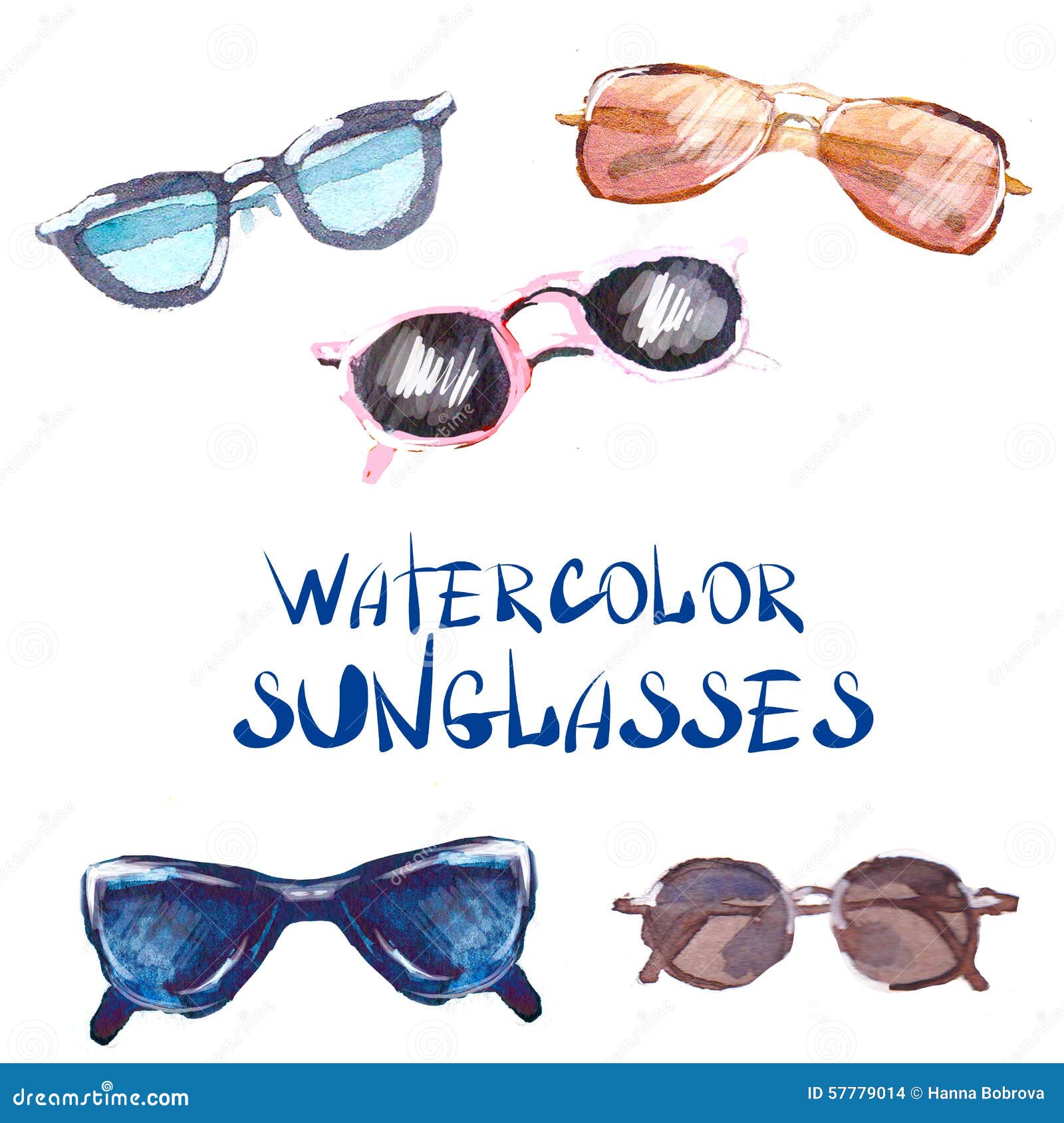 Watercolor set Sunglasses stock illustration. Illustration of glare