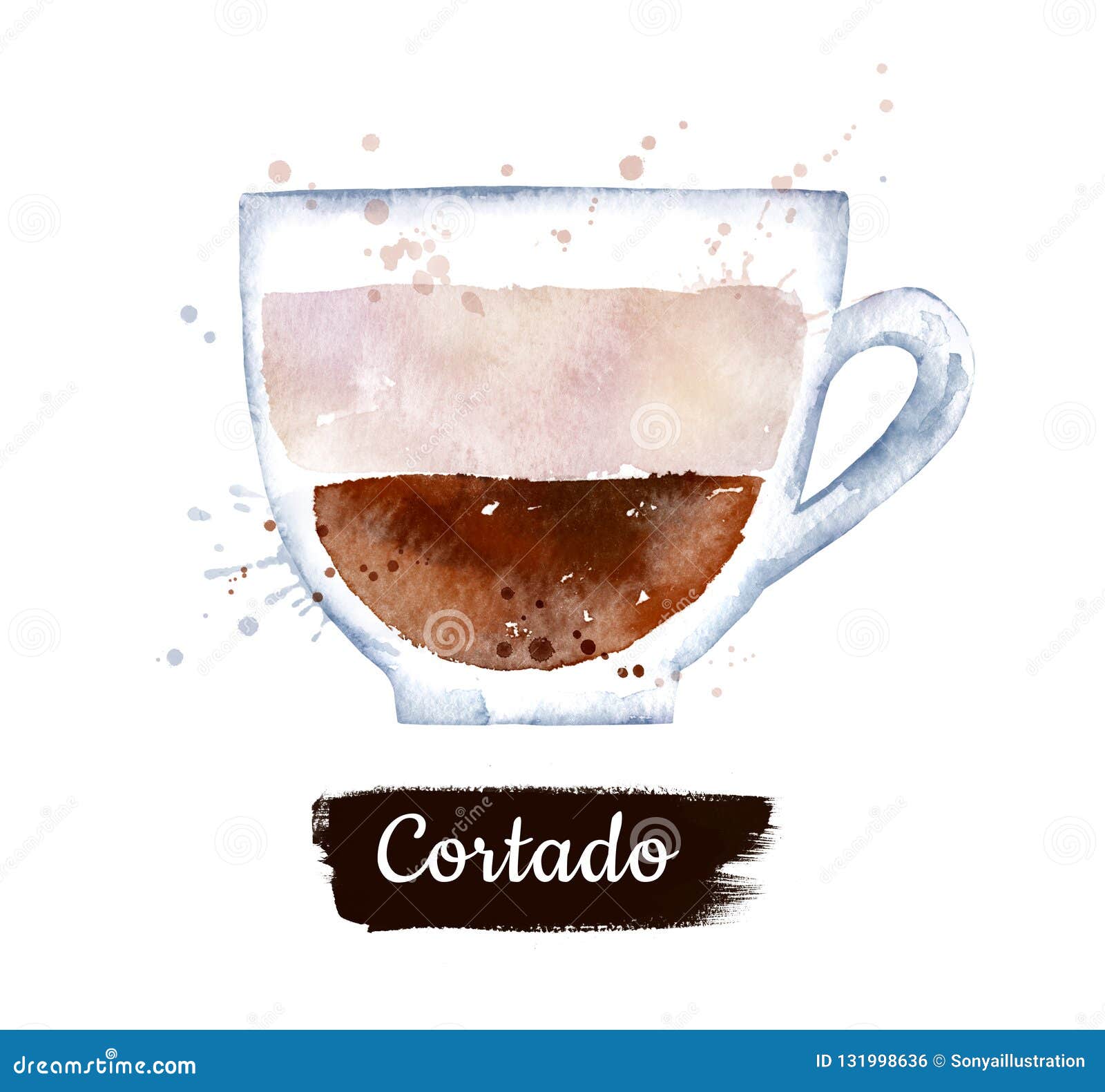 watercolor  of cortado coffee