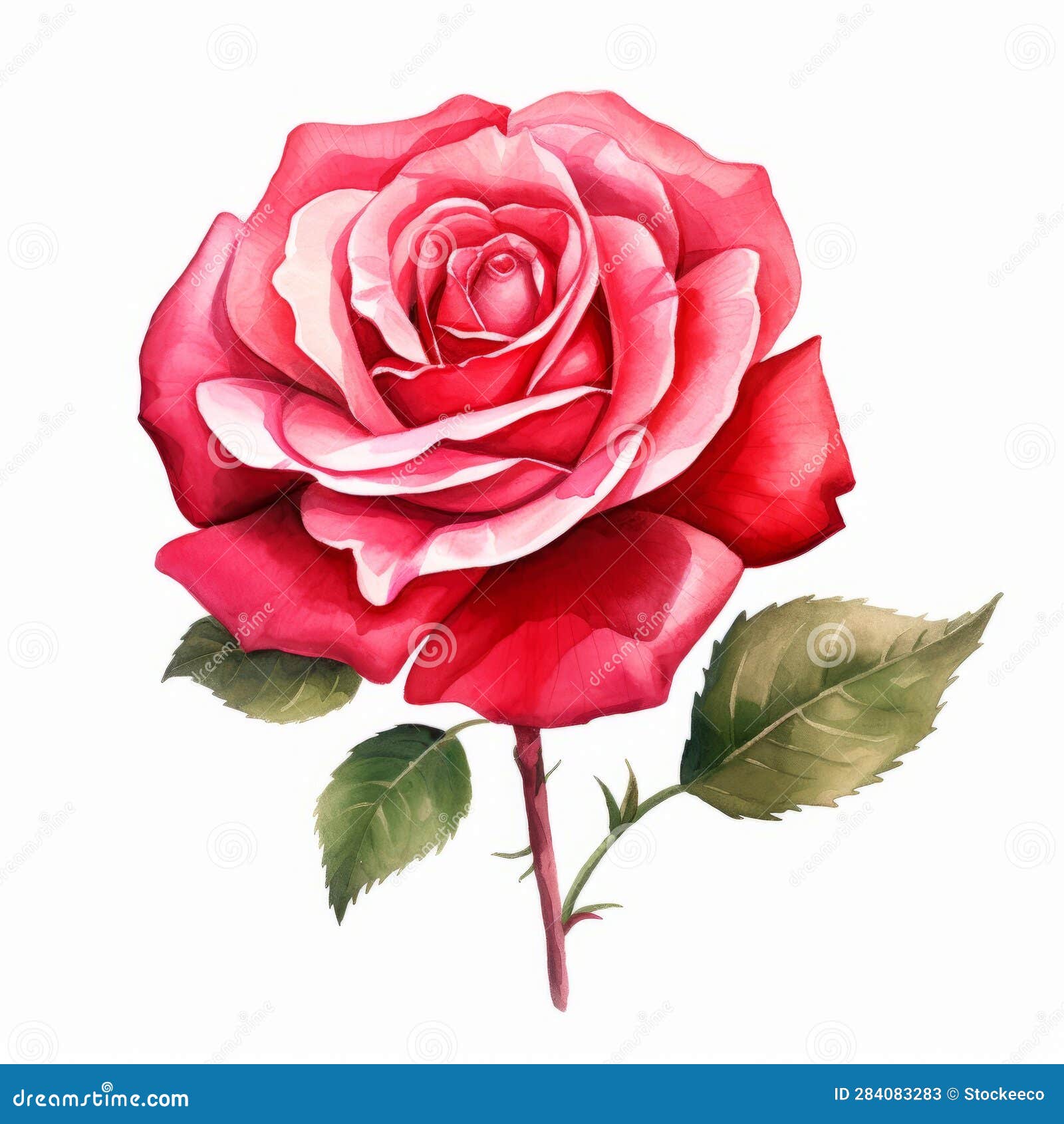 Watercolor Single Rose Clipart - Realistic Floral Vector Design Stock ...