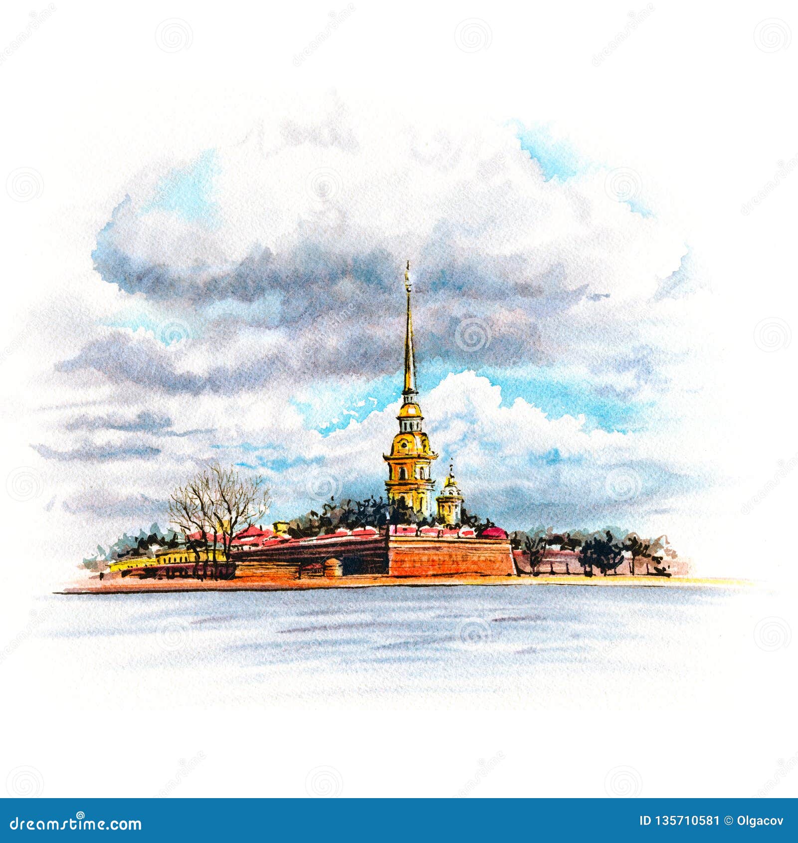 watercolor saint petersburg, russia