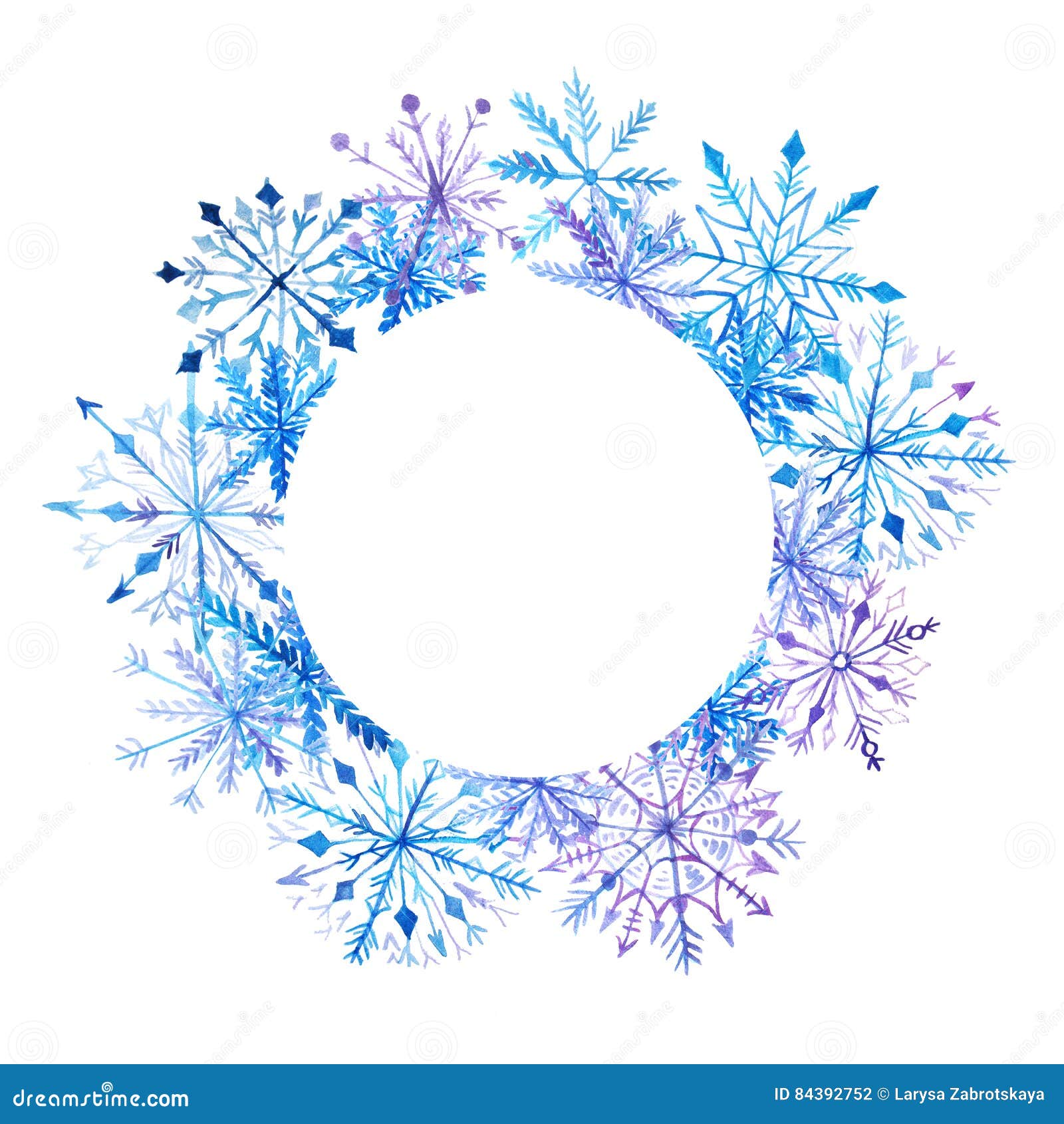 Watercolor Snowflake Frame Card Template Stock ...