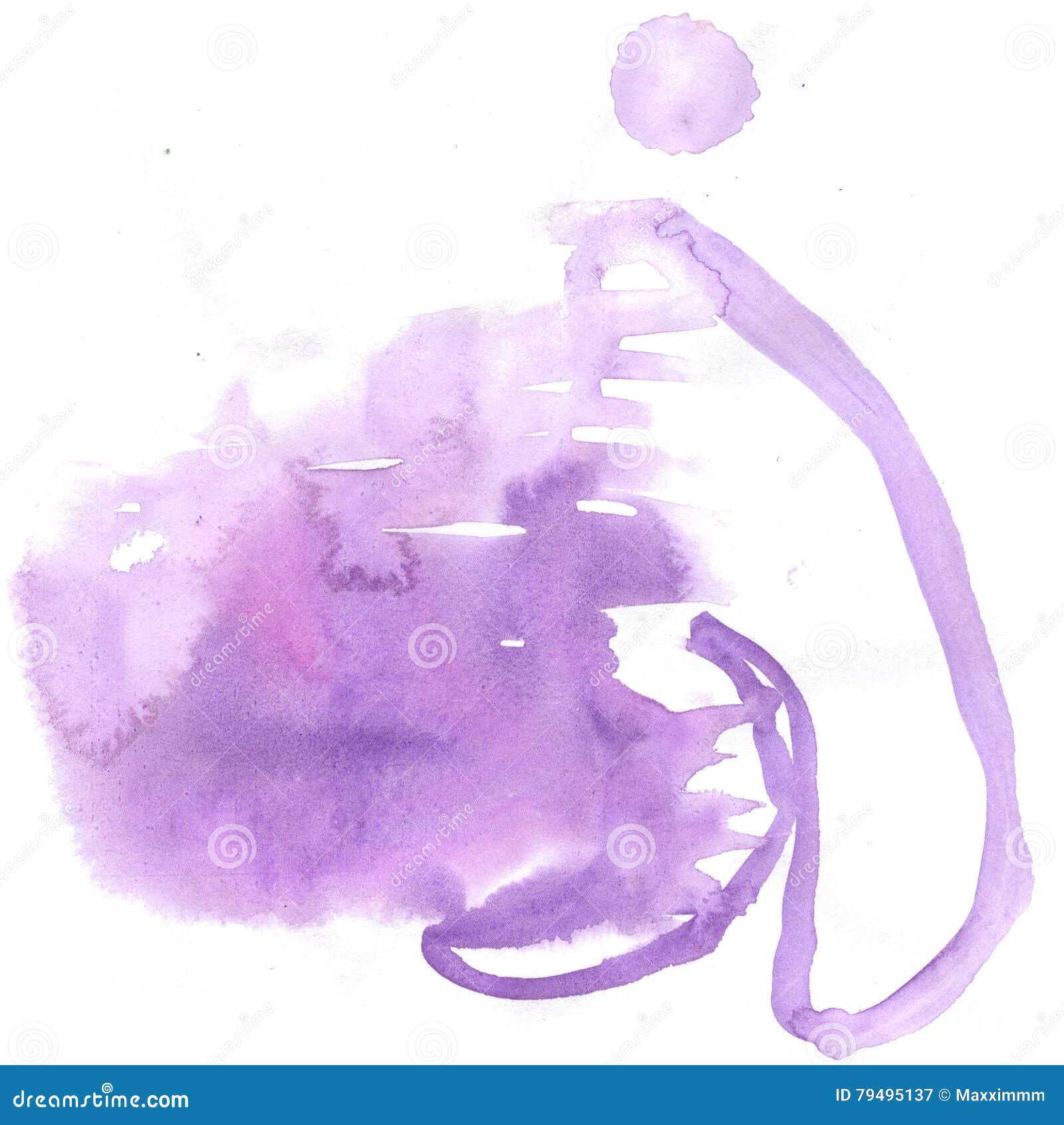 Abstract Purple, and blue watercolor splash stain ink leak blot