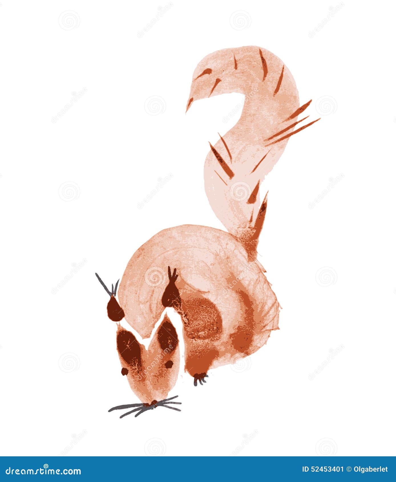 Squirrel. Hand Painted Watercolor Clipart For Design Isolated On White
