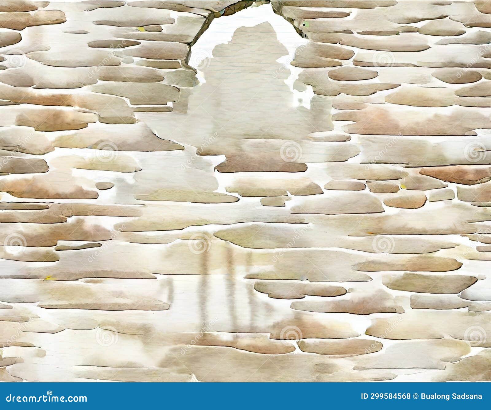 Watercolor of a Stone Wall Isolated on Transparent Background Stock