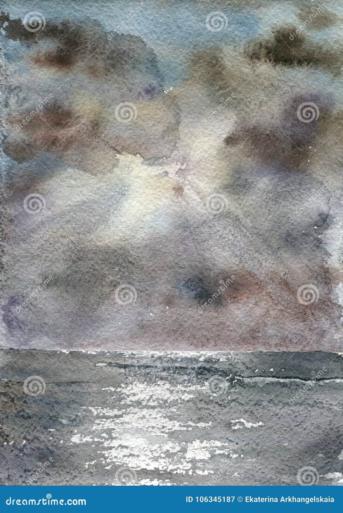 Watercolor Sunset At Sea Stock Illustration Illustration Of