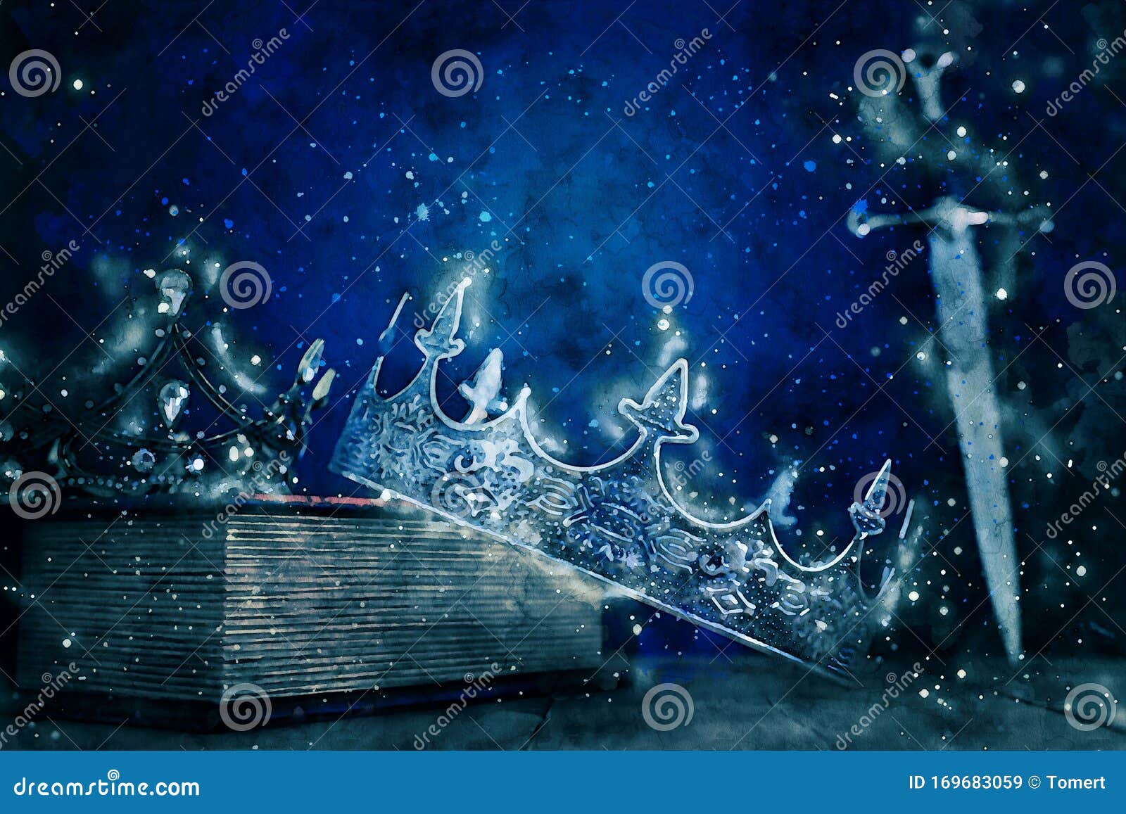 Watercolor Style And Abstract Image Of Beautiful Queen/king Crown