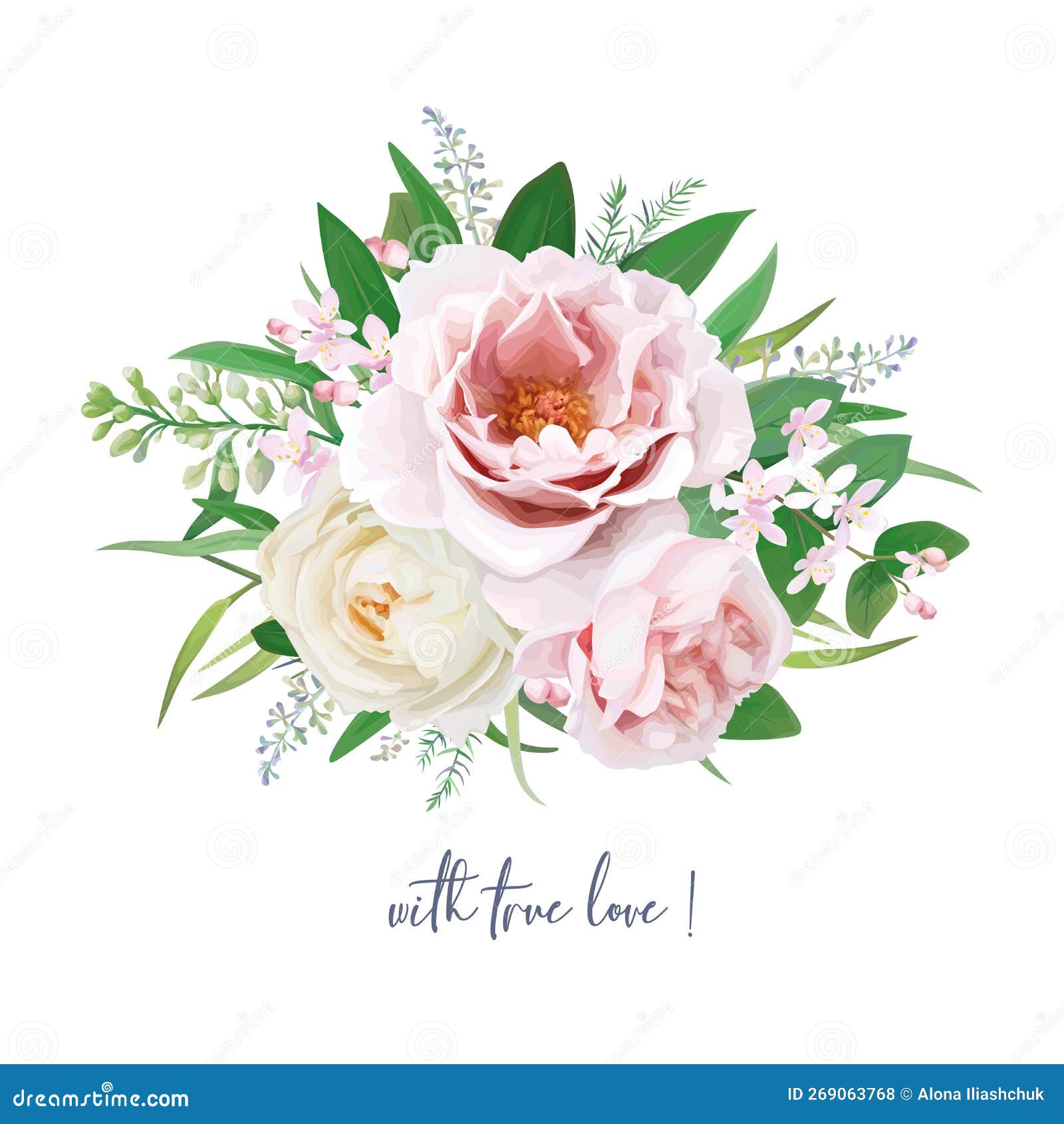 Watercolor Style Flower Bouquet. Lovely Card Template Design Stock Watercolor Style Flower Bouquet. Lovely Card Template Design Stock