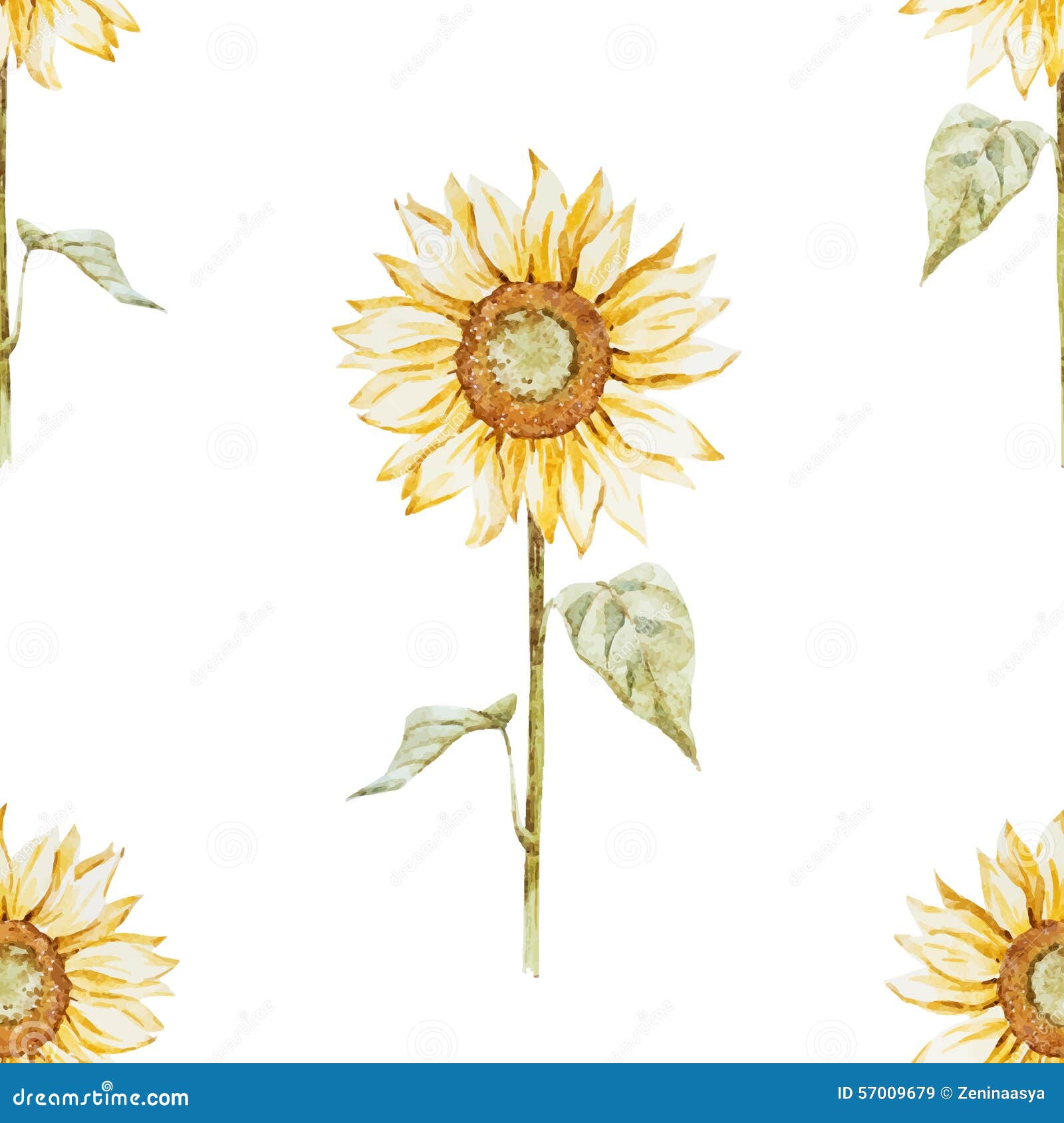 Download Watercolor Sunflower Pattern Stock Vector - Illustration of gift, leaves: 57009679