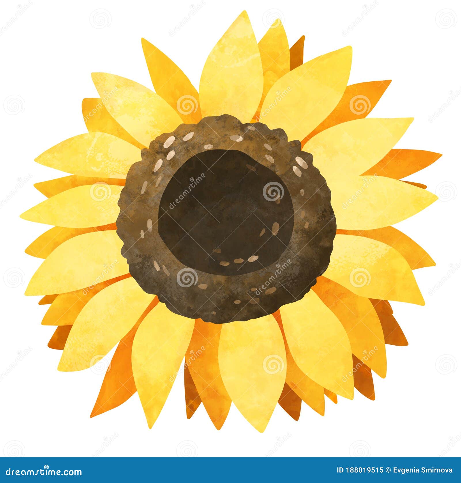 Watercolor Sunflower Single Flower Isolated on White. Yellow Summer Flower  Clipart Stock Illustration - Illustration of painting, floral: 188019515
