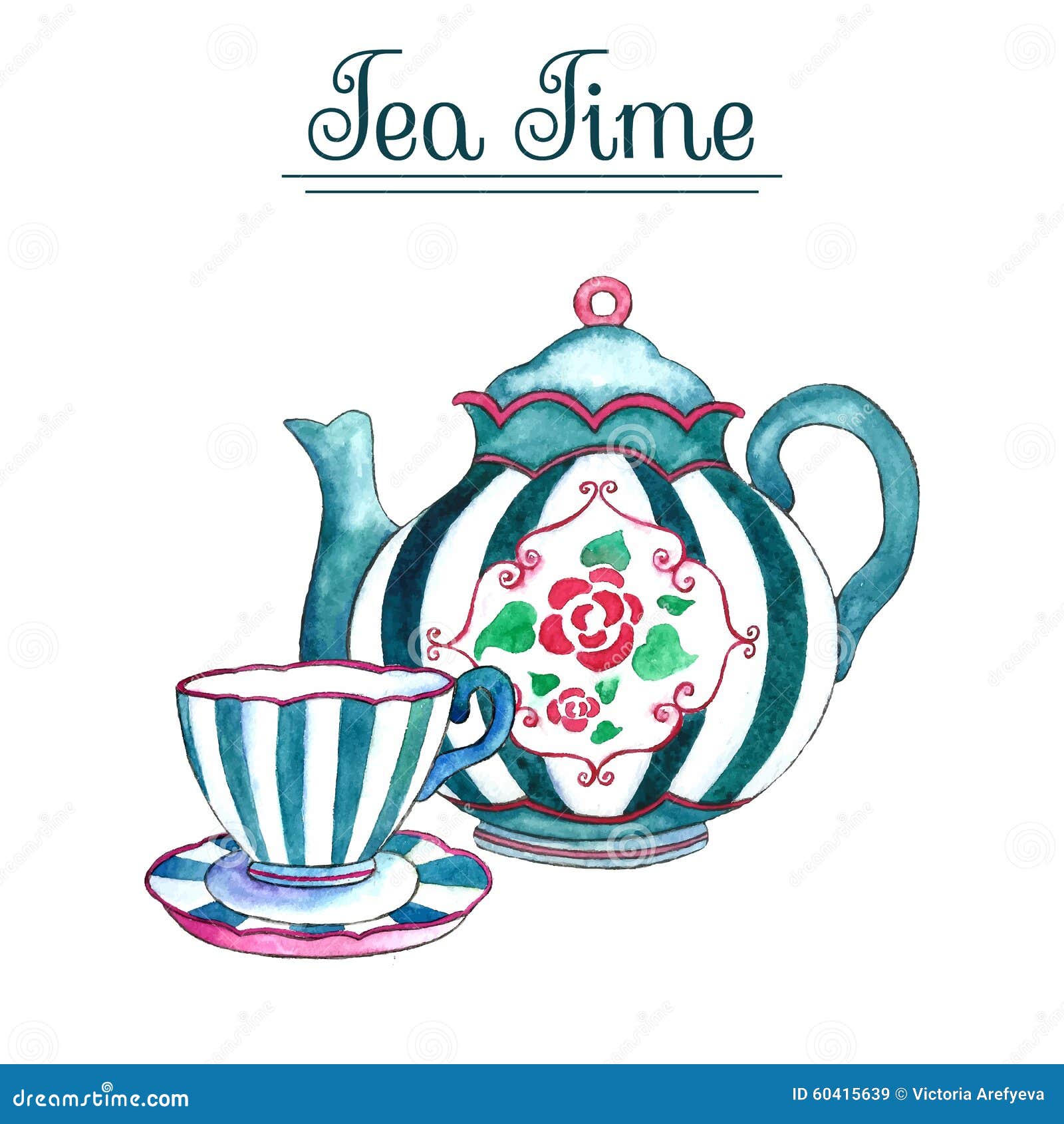 watercolor teapot and cup.