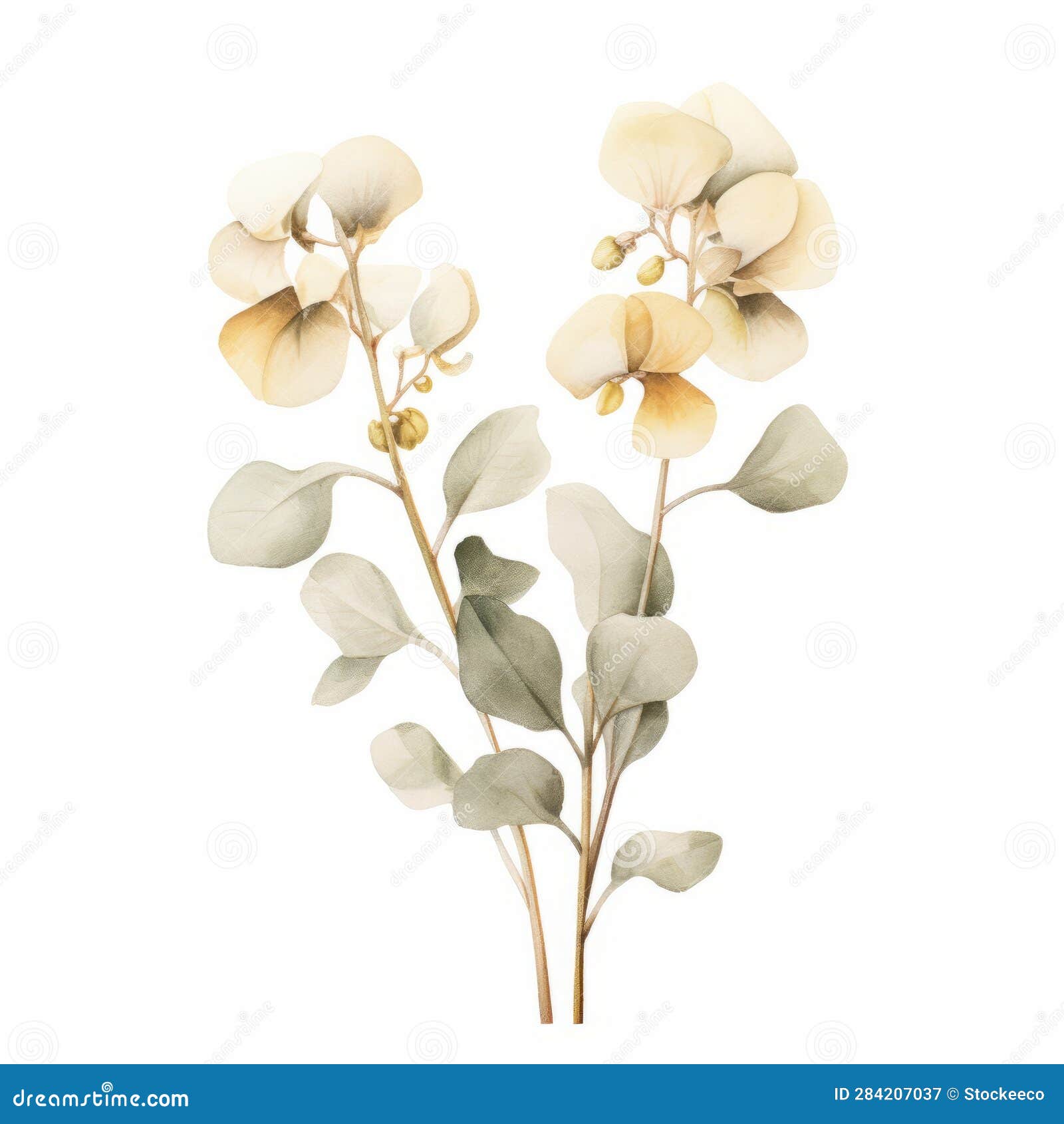 watercolor tropical flowers: minimalist purity in pastel beige and green