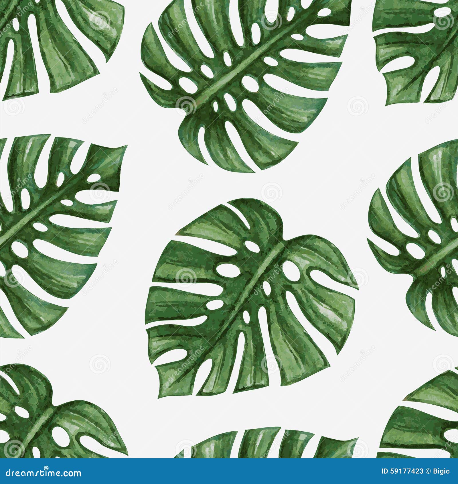 Watercolor Tropical Palm Leaves Seamless Pattern Stock Vector Illustration Of Green Trendy