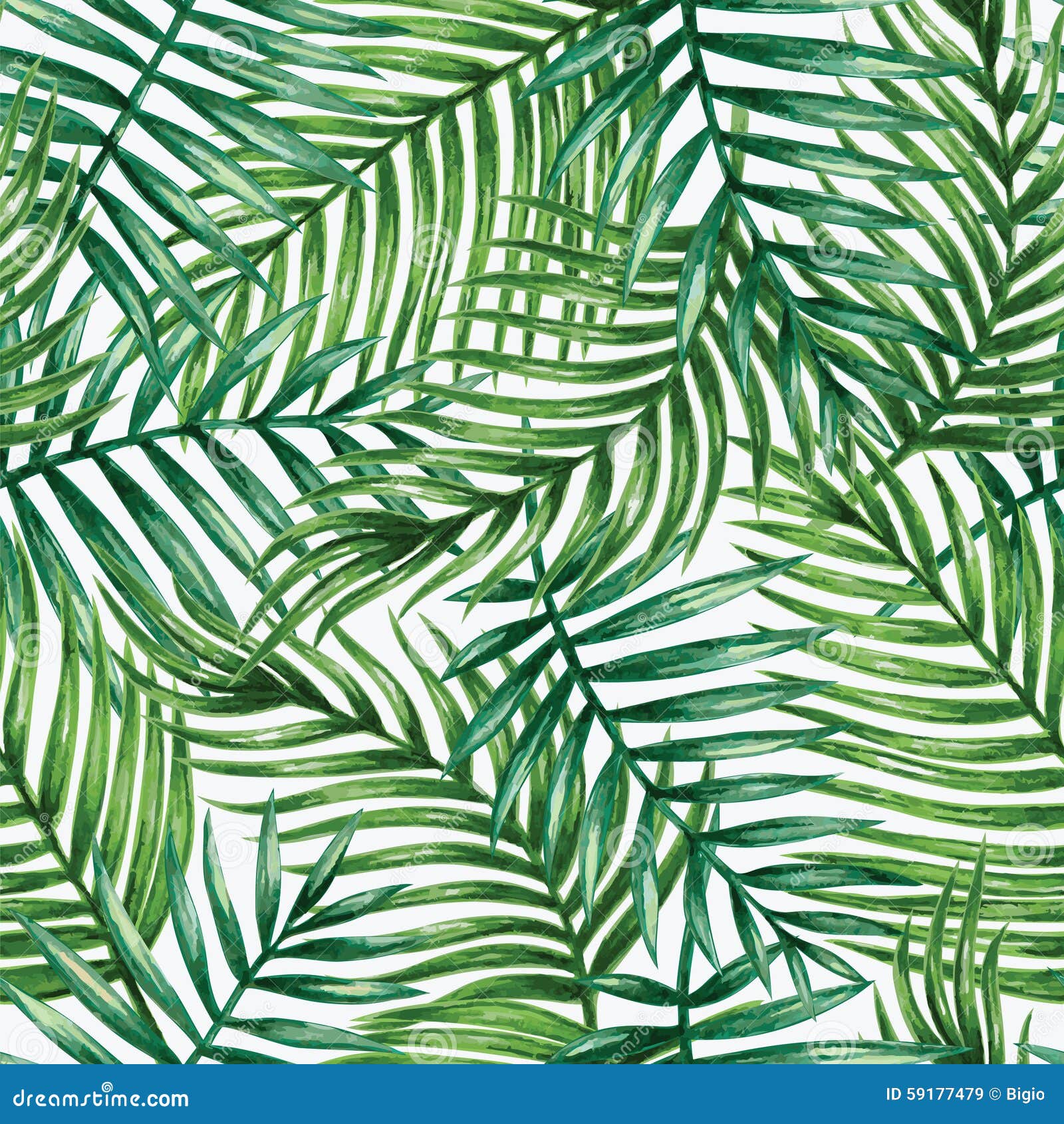 watercolor tropical palm leaves seamless pattern