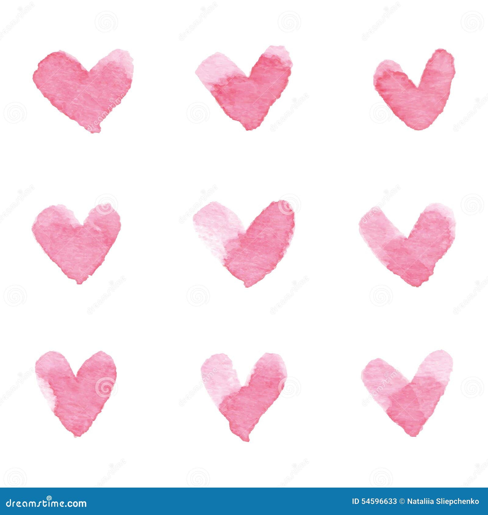 Download Watercolor Valentine Pink Hearts. Vector Stock Vector ...