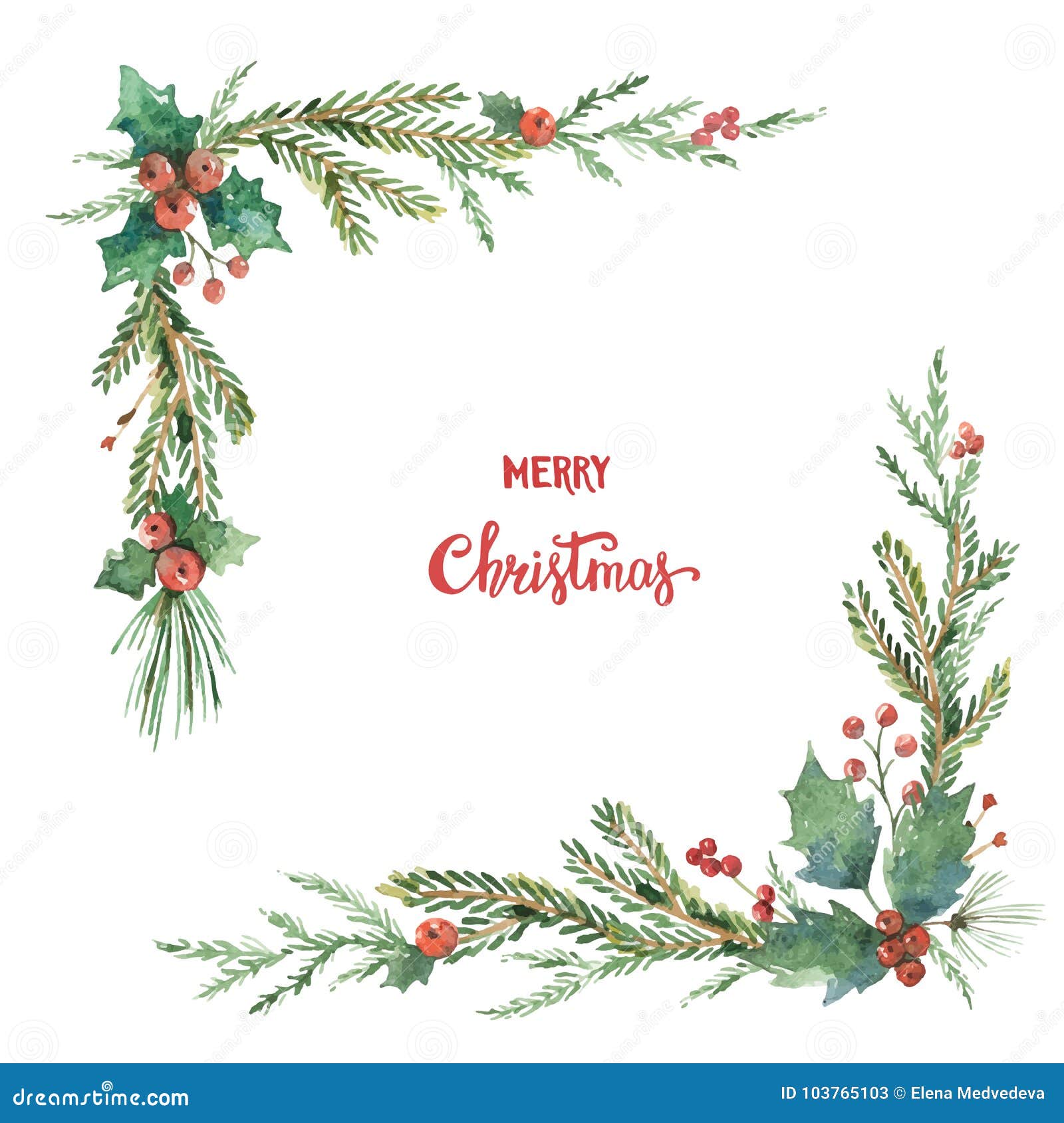 Long Garland Of Spruce Branches Holly And Red Berries Festive Wide Decor  Panorama Vectoreps 10 Stock Illustration - Download Image Now - iStock