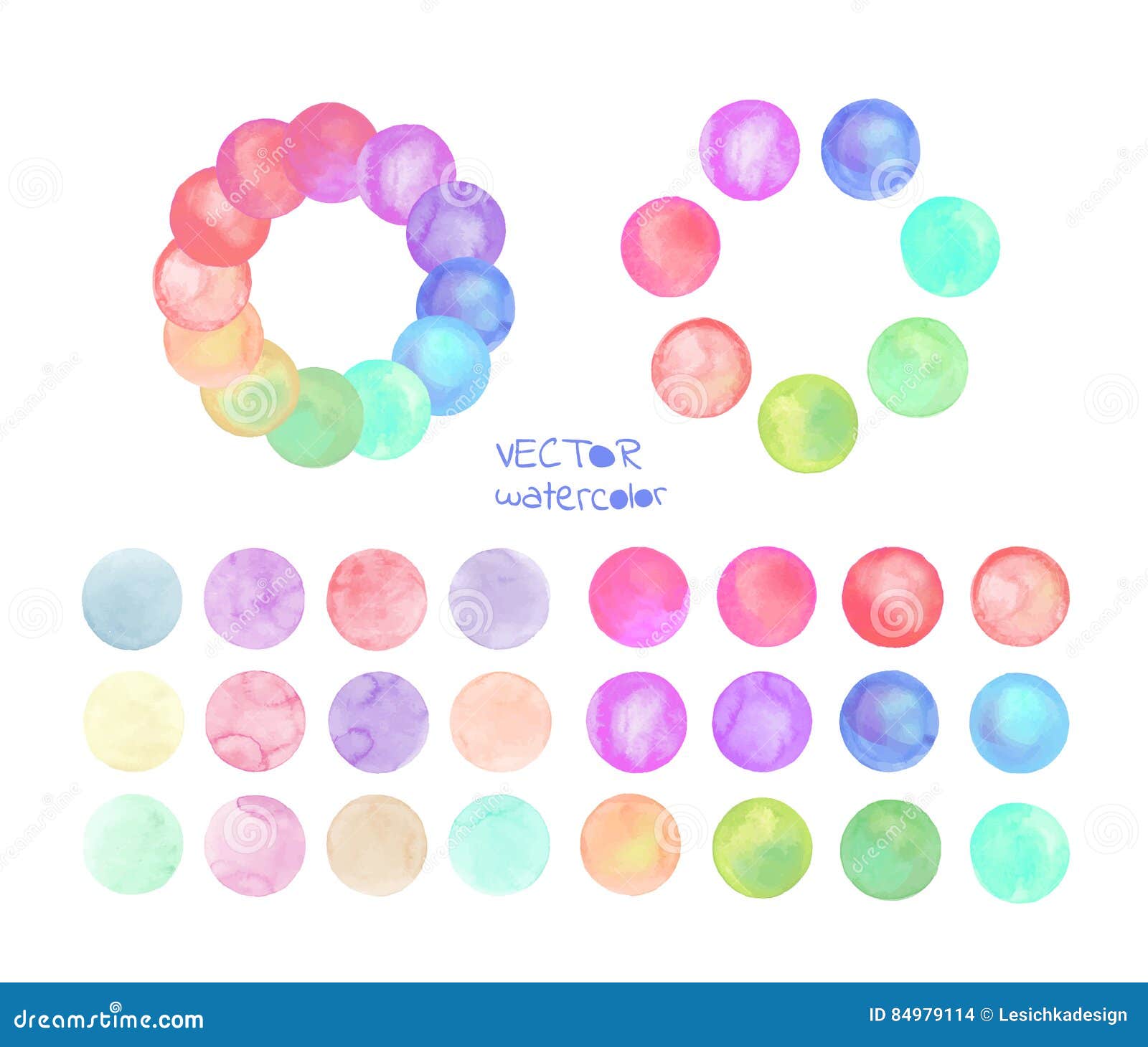 Watercolor Vector Circles Set Stock Vector Illustration Of Bright