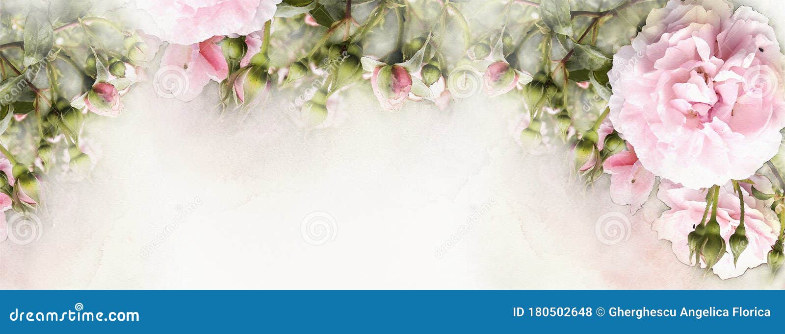 Watercolor Vintage Roses Background on Old Paper - Facebook Cover Stock  Illustration - Illustration of cover, banner: 180502648