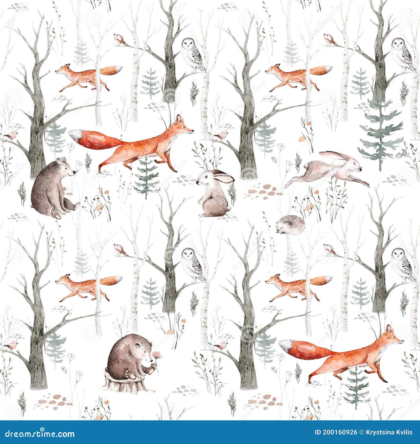 Arthouse Forest Friends Wallpaper Mint Green Fox Bird Animals Kids Nursery