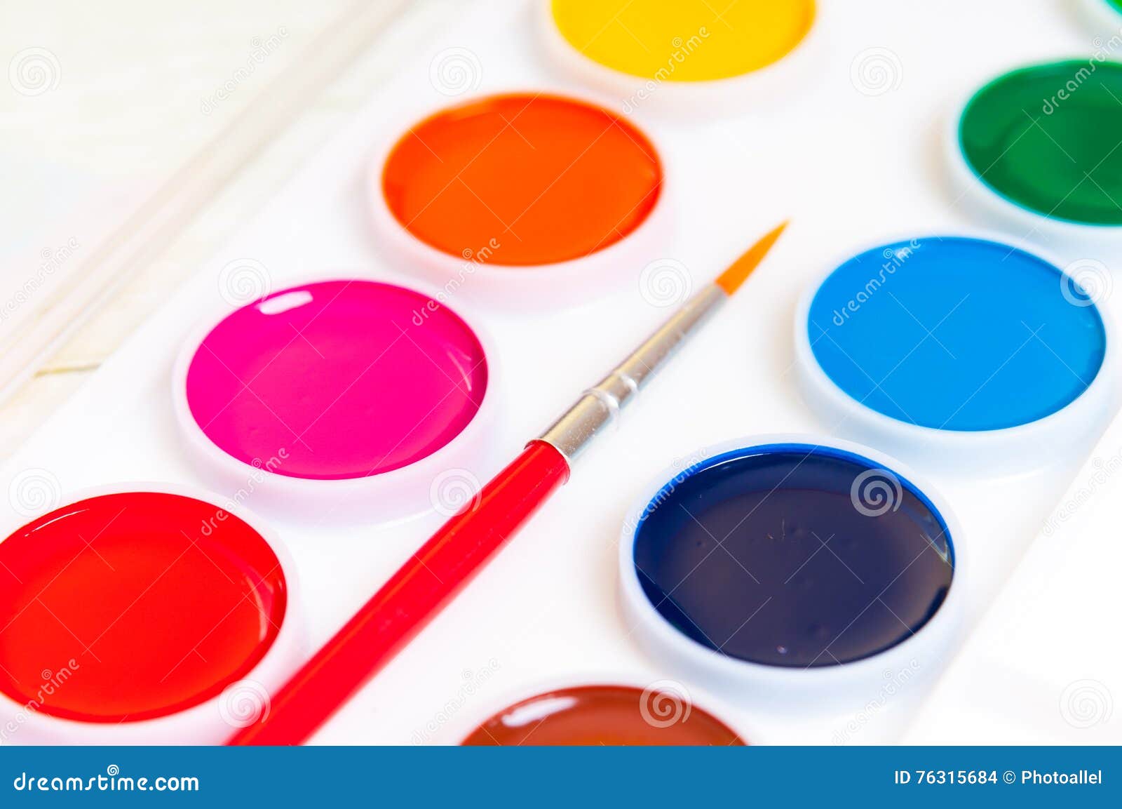 Watercolors and Brush on a White Background Stock Photo - Image of ...