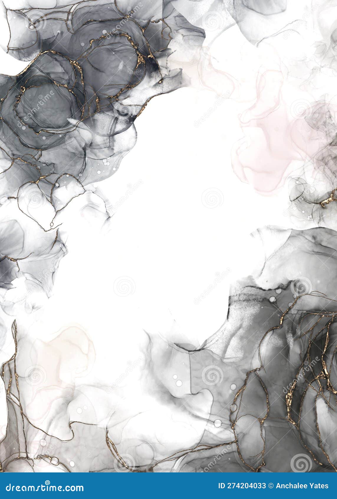 Alcohol Ink White Watercolor Paint Grey Stock Illustration