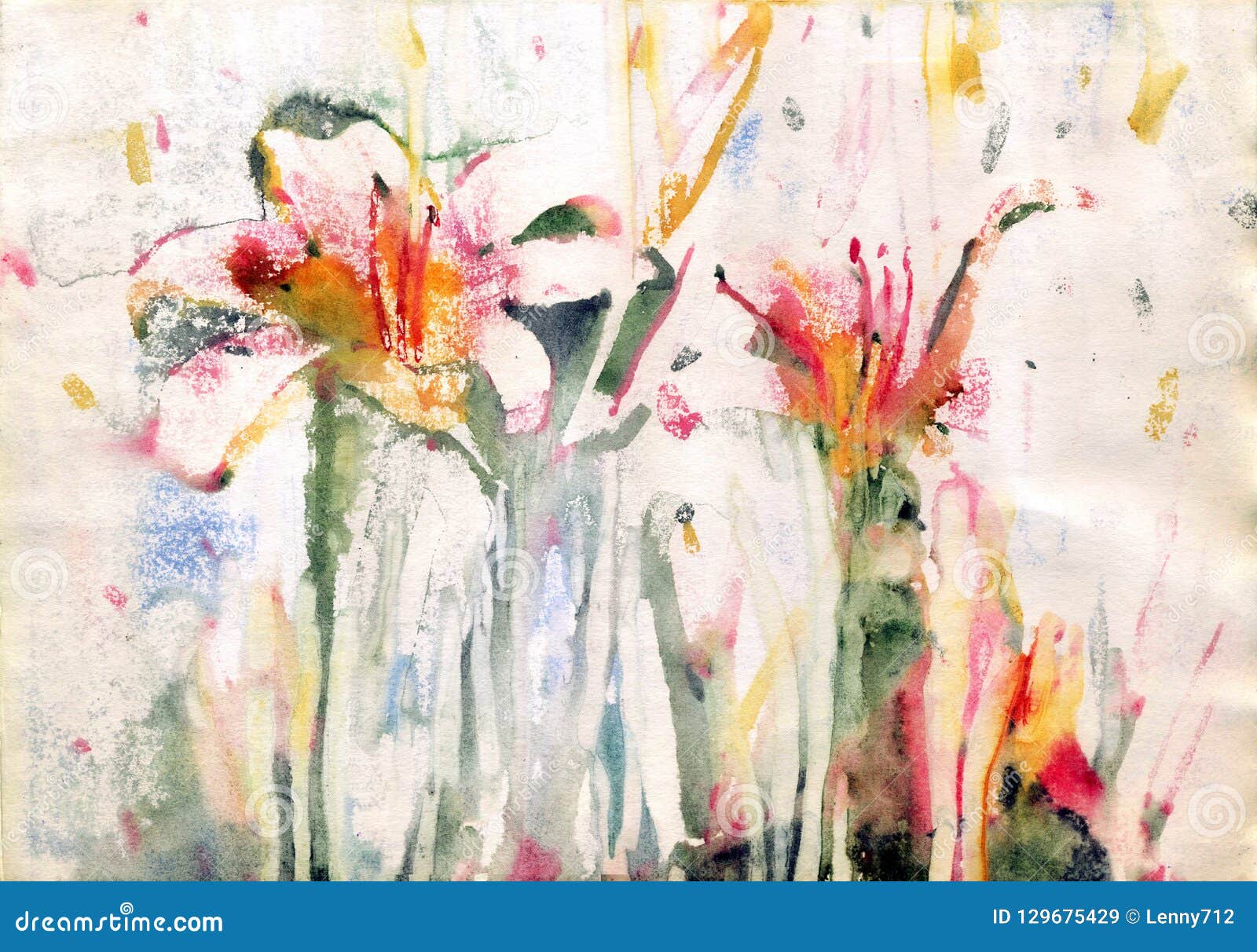 Painting lily flowers stock illustration. Illustration of painting