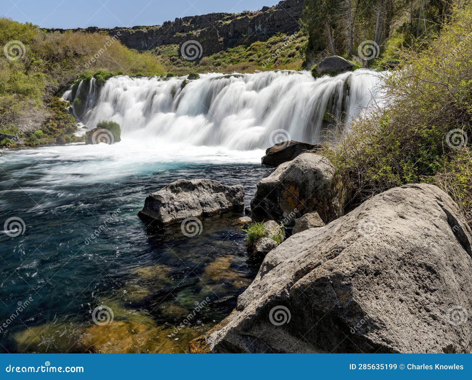 Waterfall in Box Canyon Idaho Deep within the Canyon Stock Image