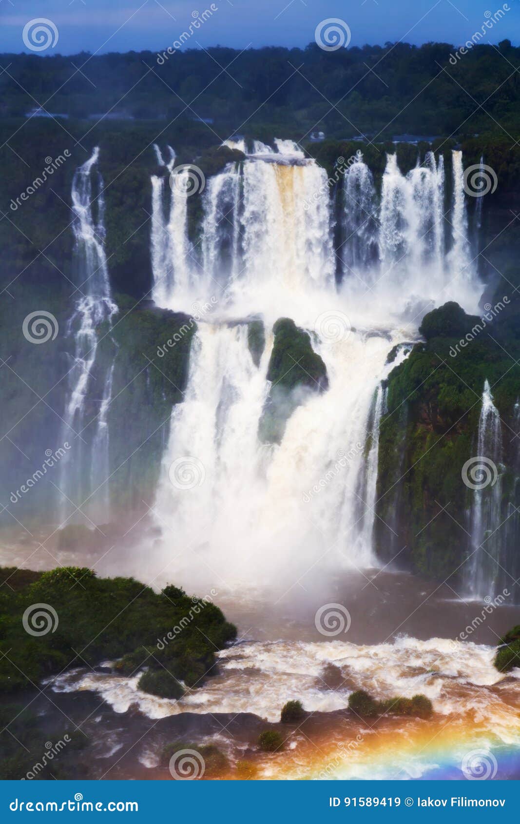 waterfall cataratas del iguazu on iguazu river, brazil