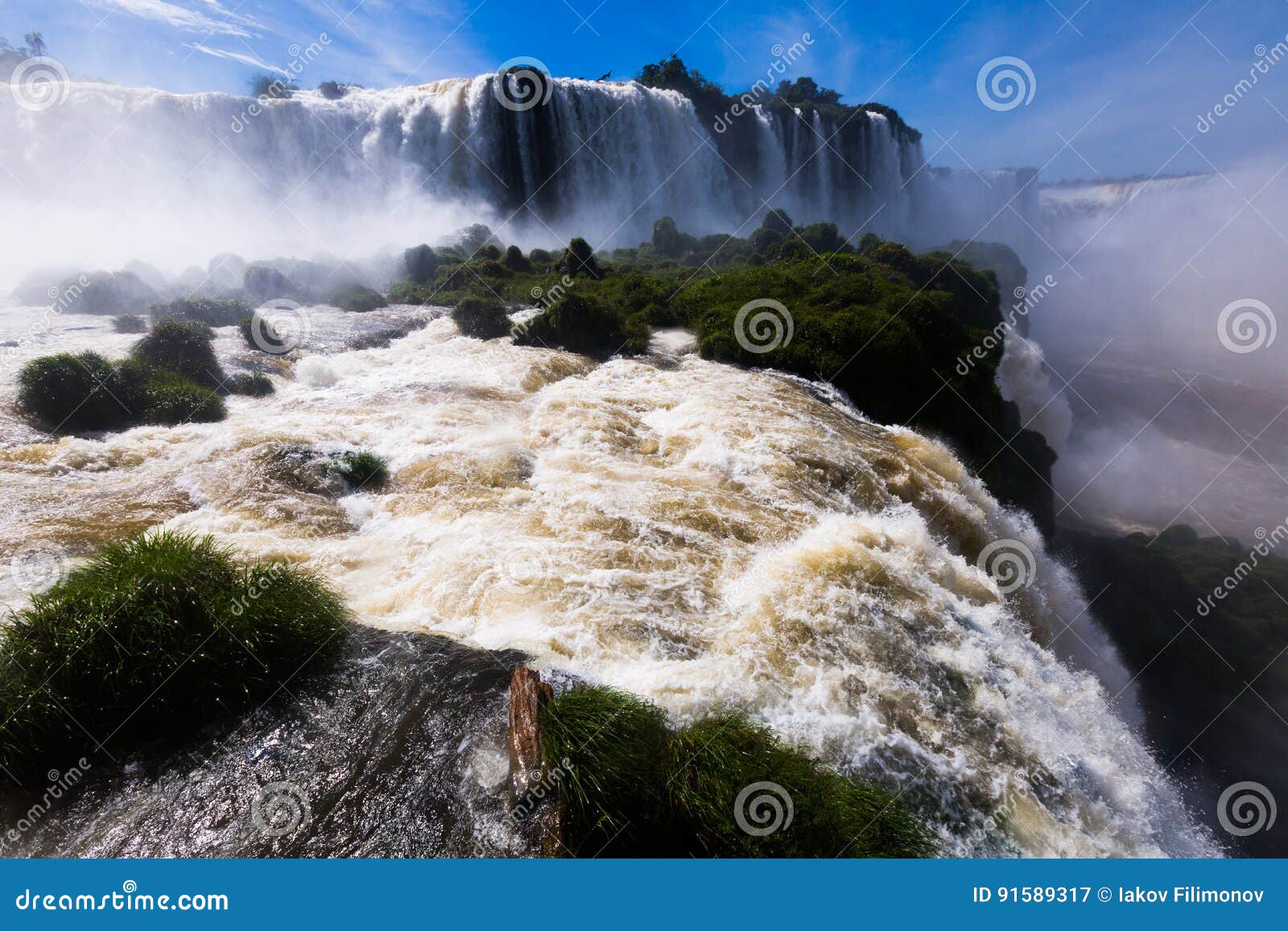 waterfall cataratas del iguazu on iguazu river, brazil