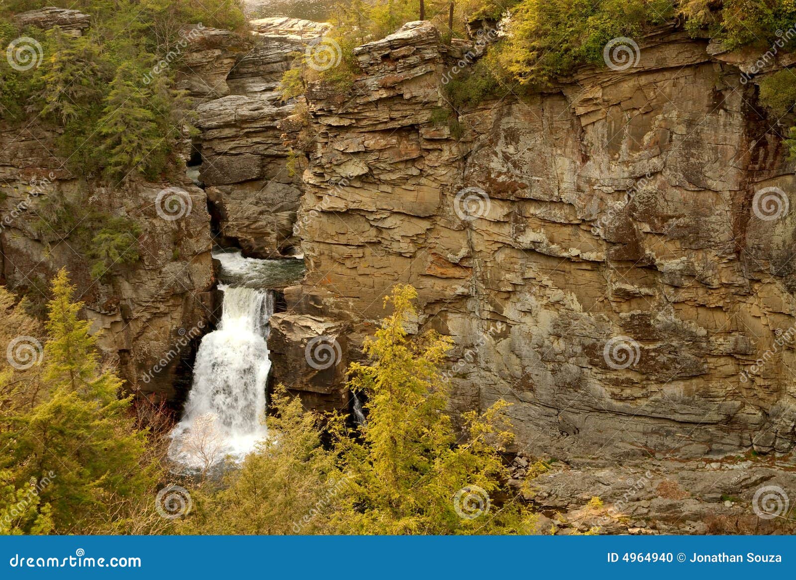 Waterfall on Cliffside Mountain Stock Photo Image of beautiful, scenic 4964940