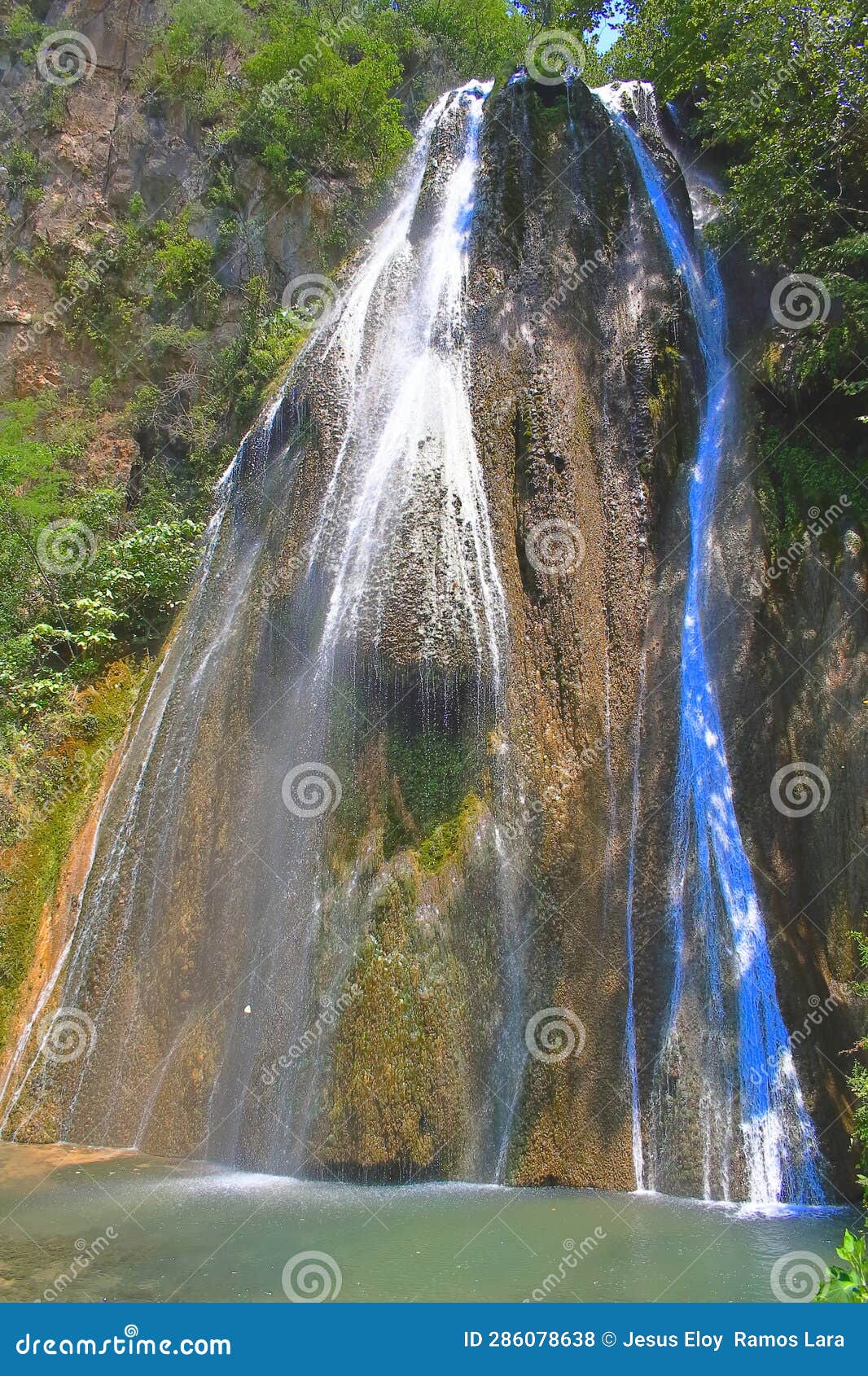 waterfall cola de caballo in monterrey nuevo leon, mexico v