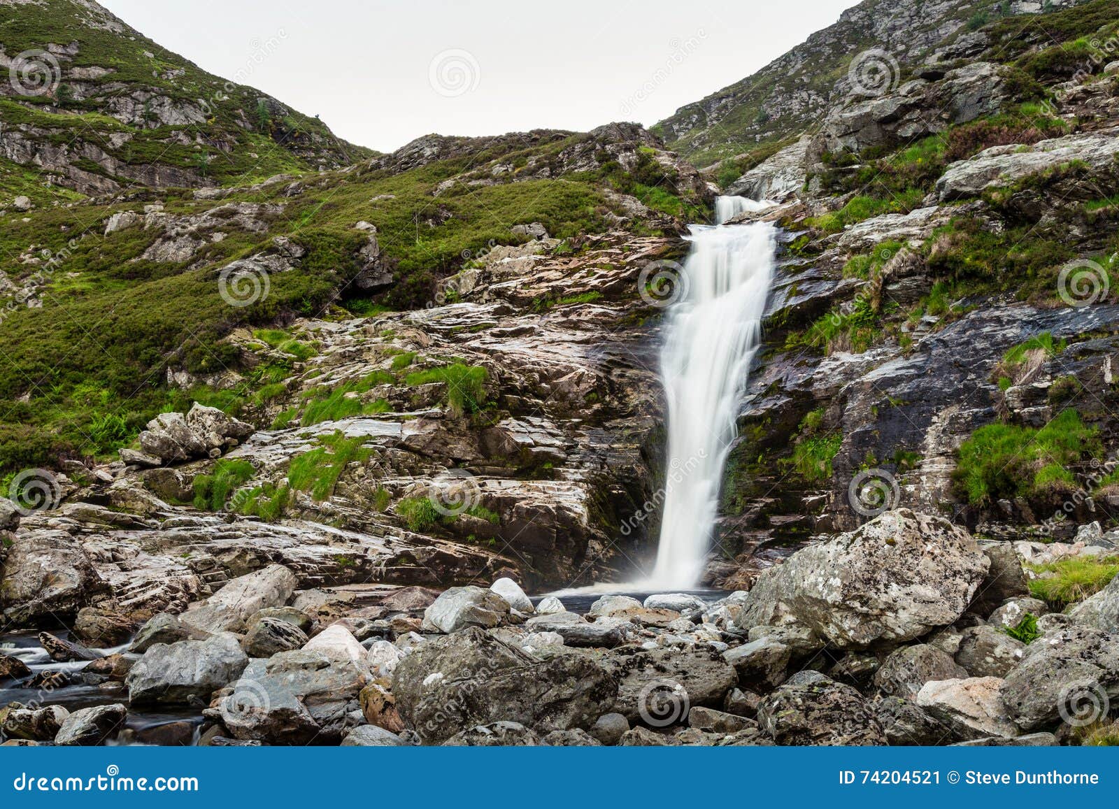 waterfall flowing in mountains