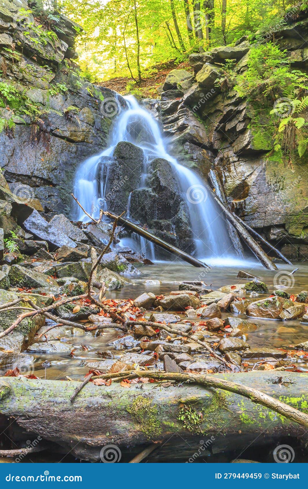 the waterfall kaskady rodla in the silesian beskids (poland)