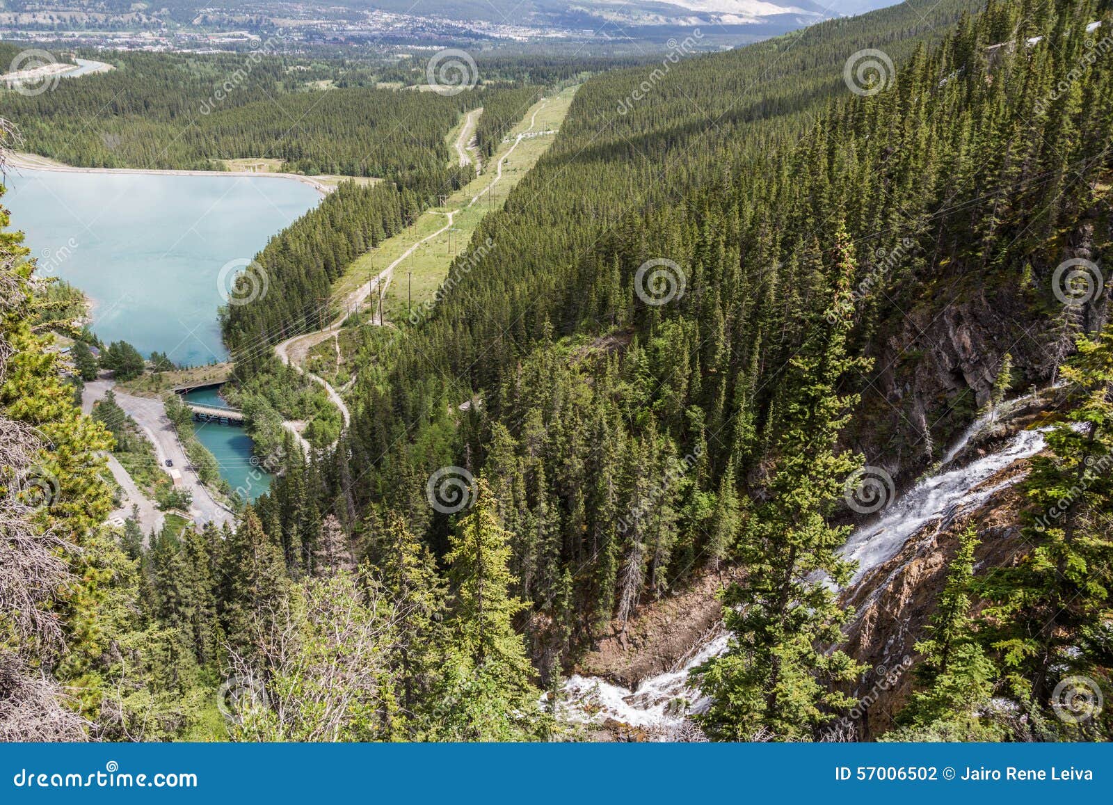 Waterfall And The Lake In Canmore Stock Photo Image Of Banff Travel