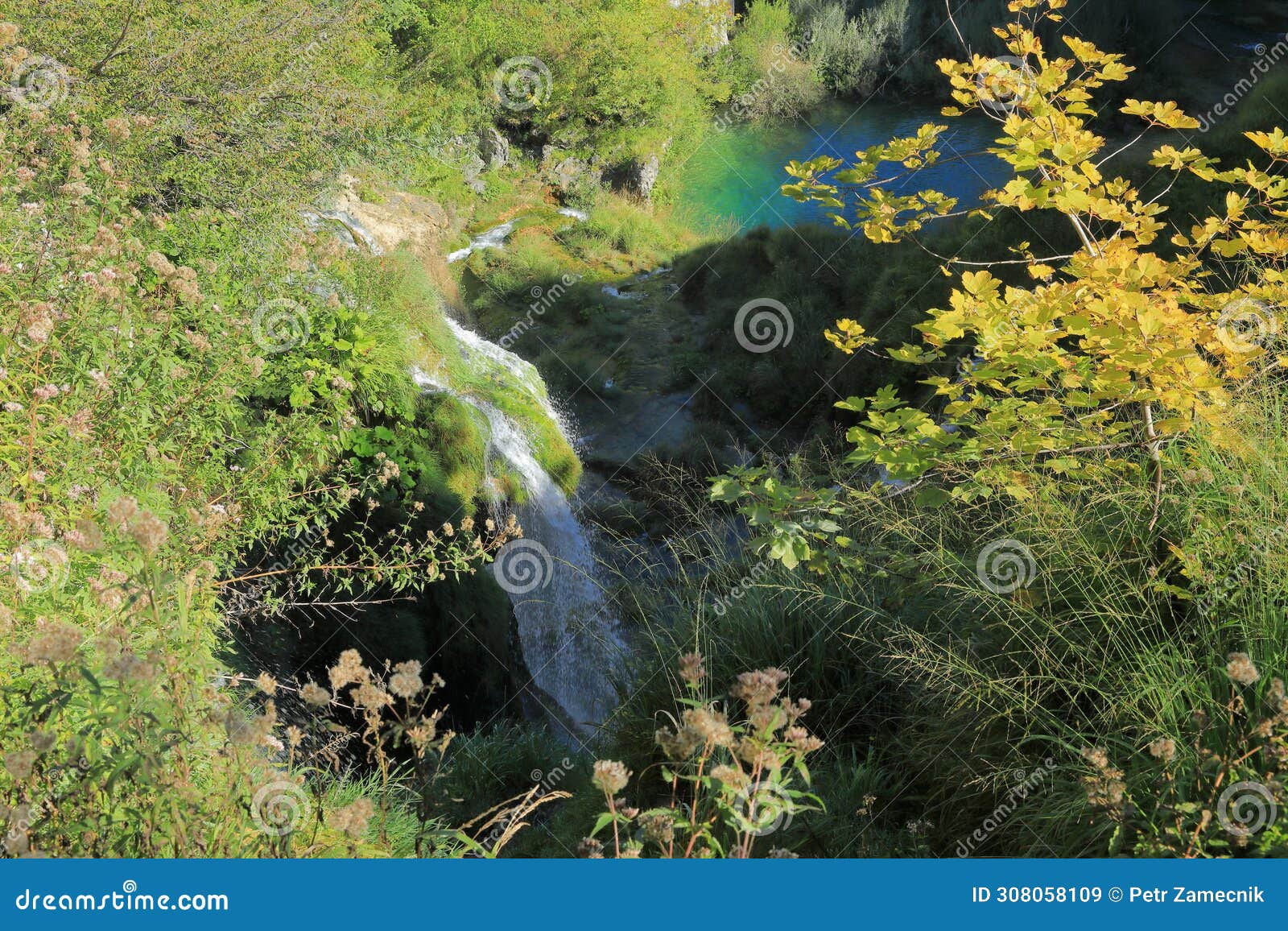 waterfall and lake on plitvicka jezera in croatia