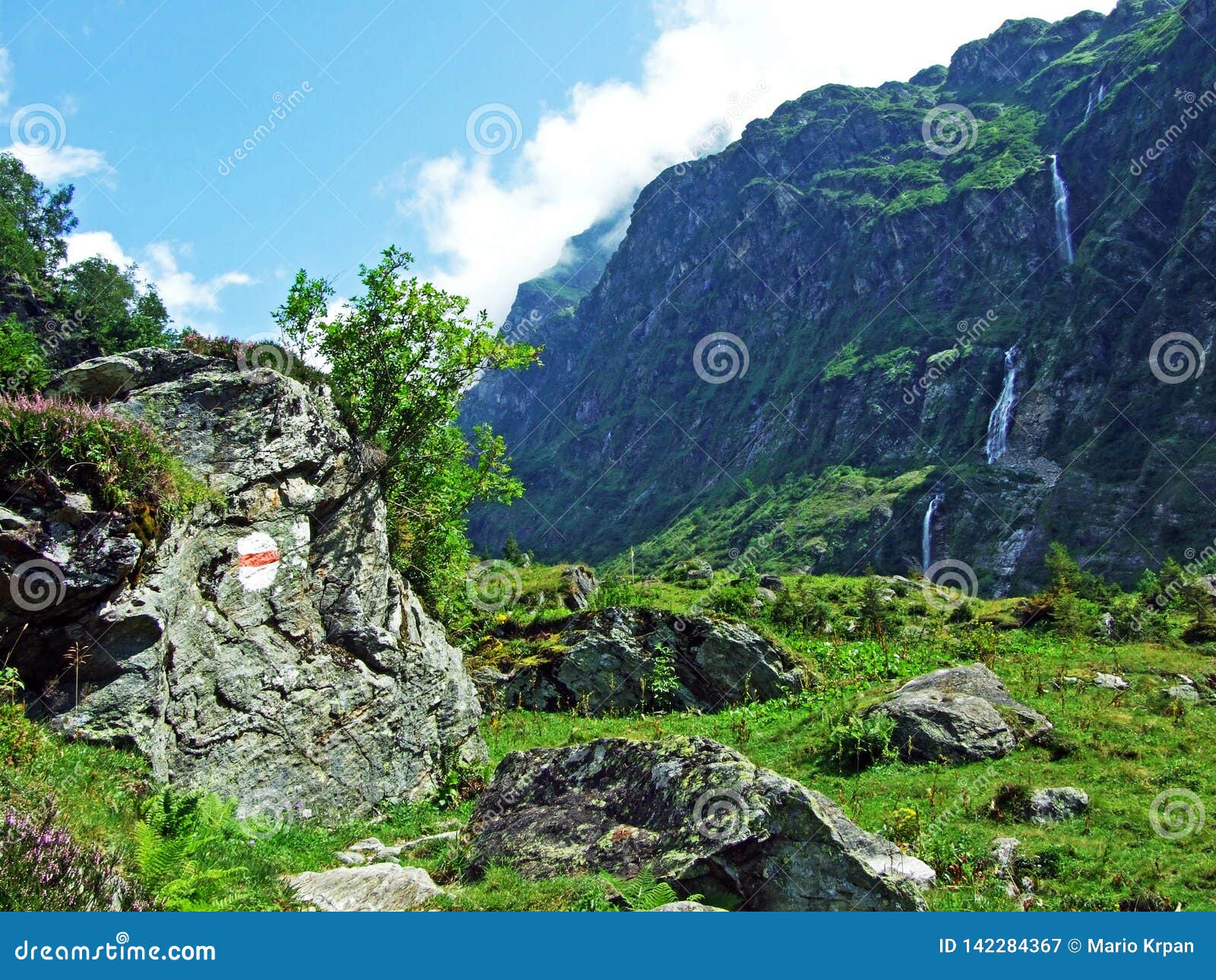 waterfall lammerbachfall or wasserfall lammerbachfÃÂ¤lle, lammerbach stream in the alpine valley of maderanertal