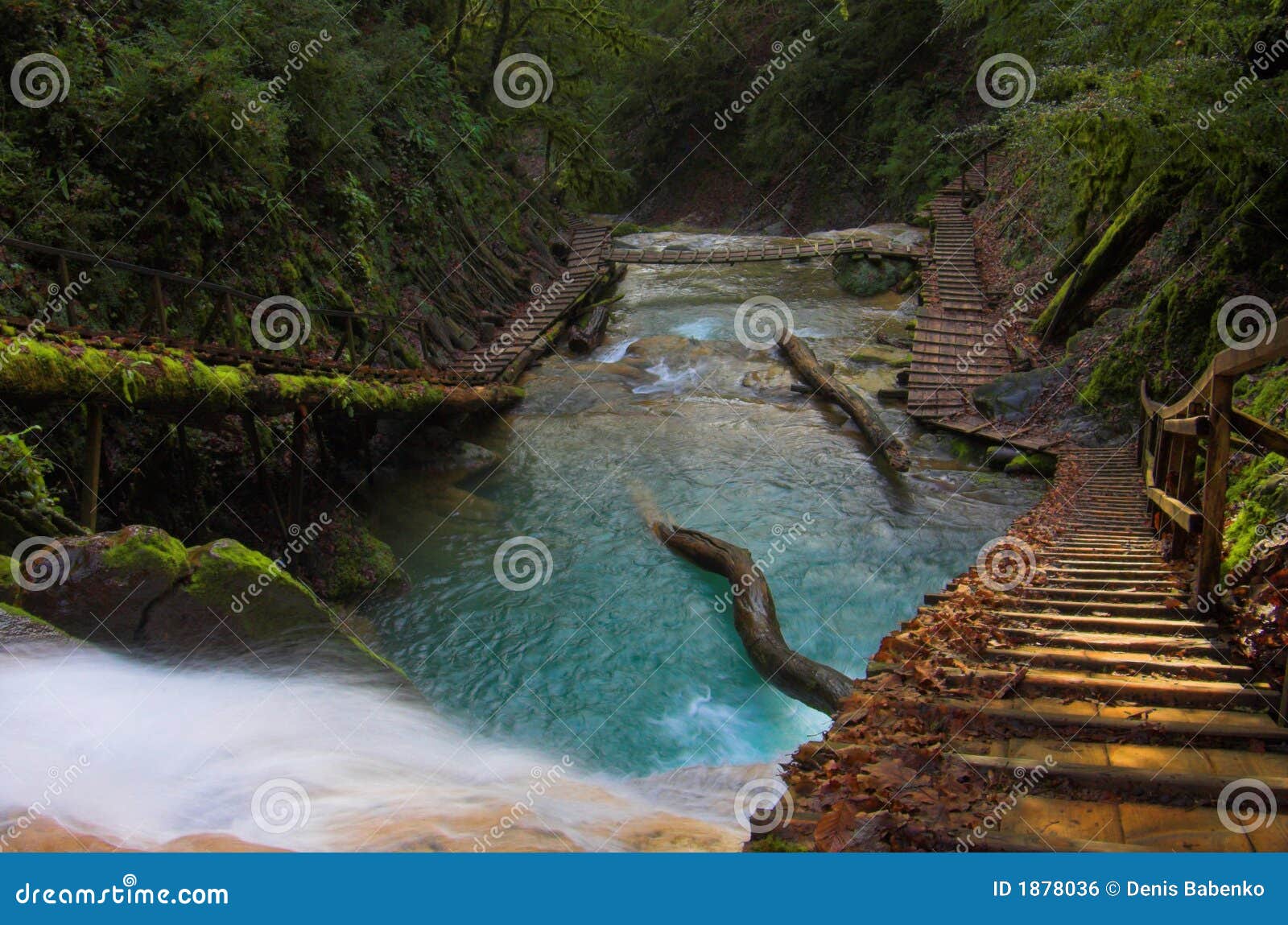 waterfall and long stairs, sochi, russia