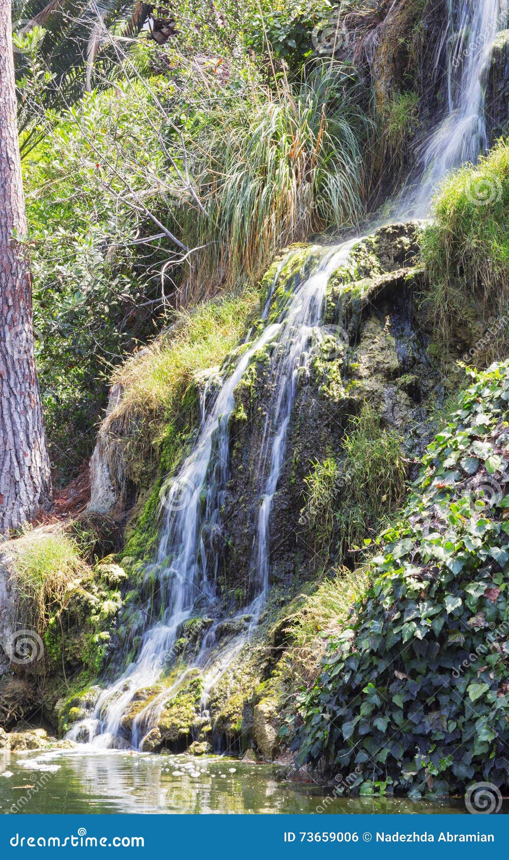 Waterfall In The Meditation Garden In Santa Monica United States