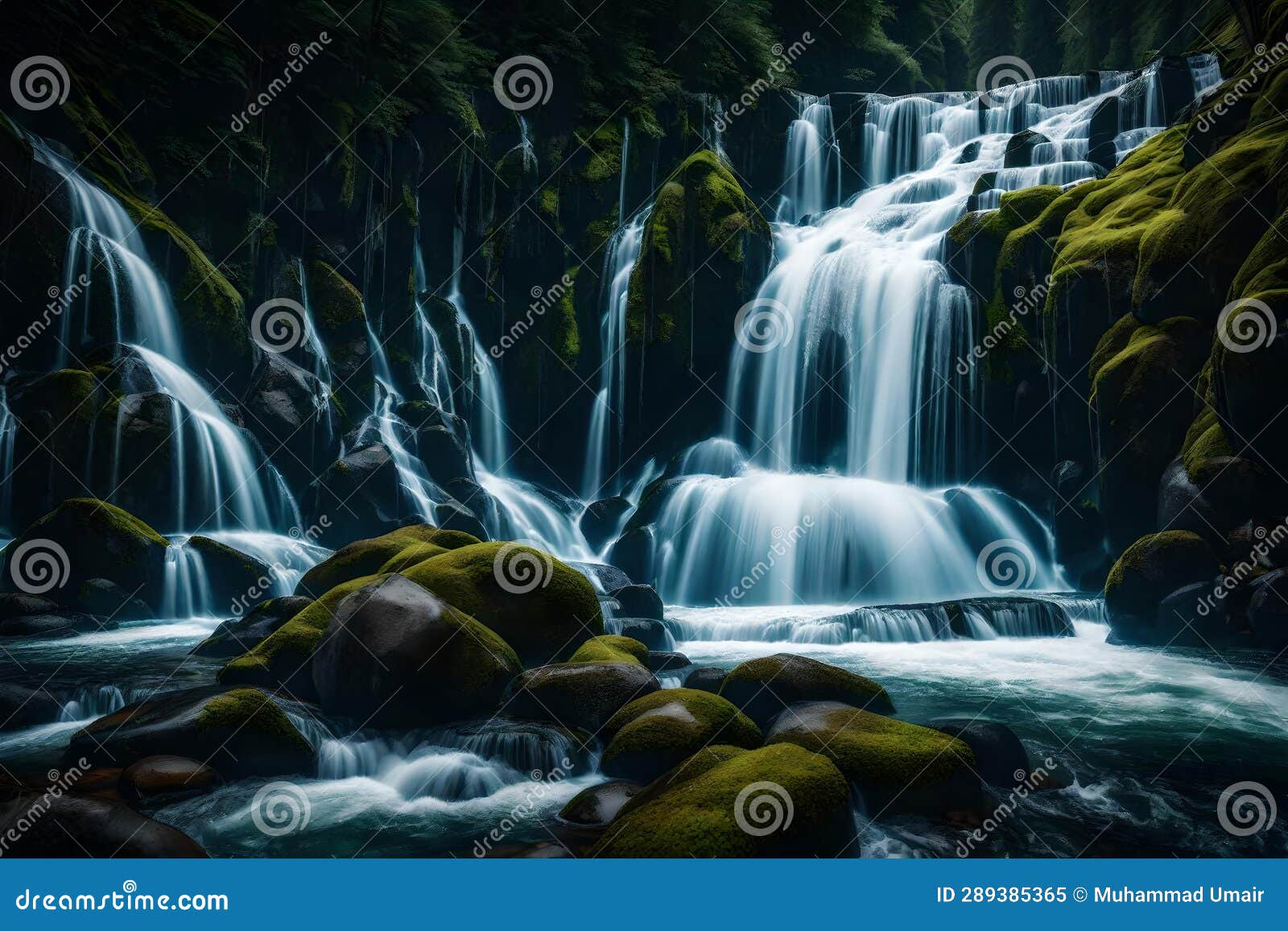 waterfall in mountains generated by ai tool