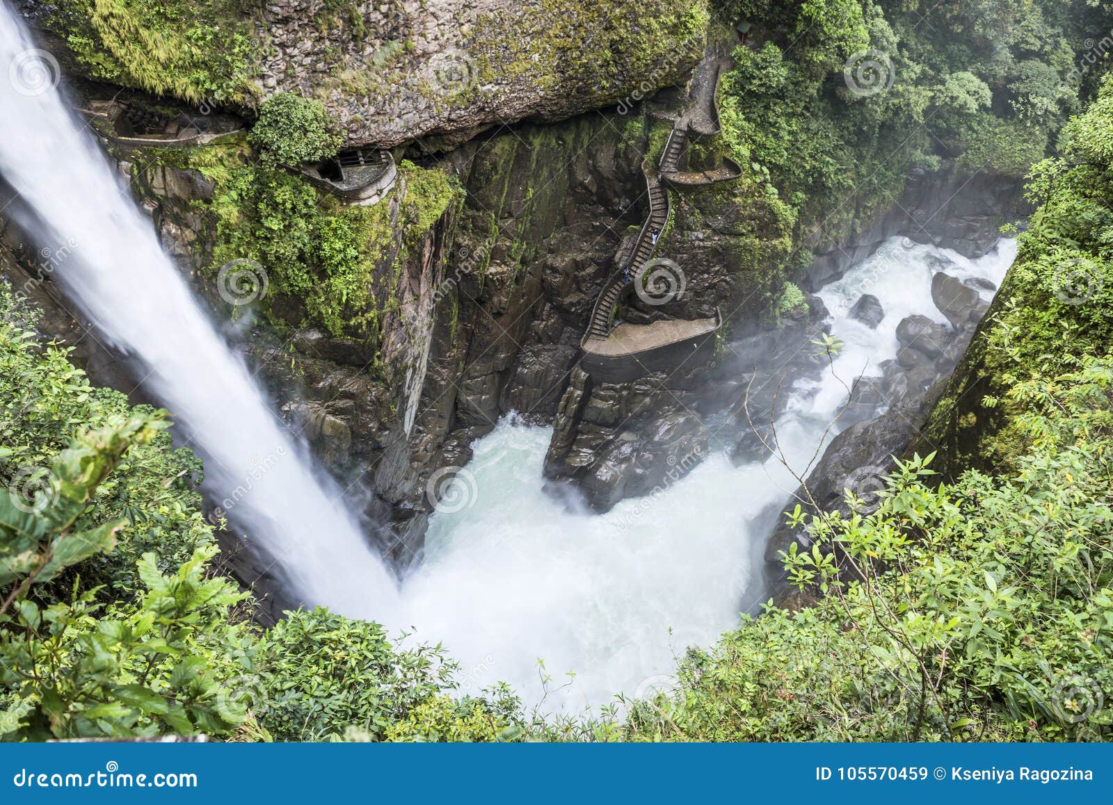 waterfall pailon del diablo in the andes. ecuador