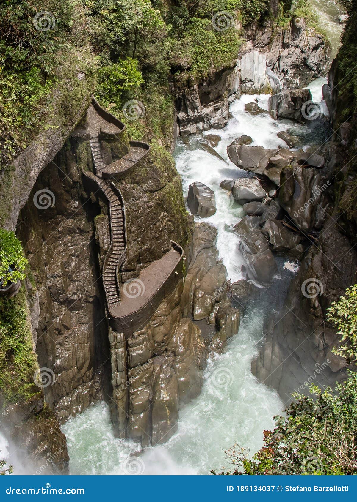waterfall pailon del diablo in ecuador