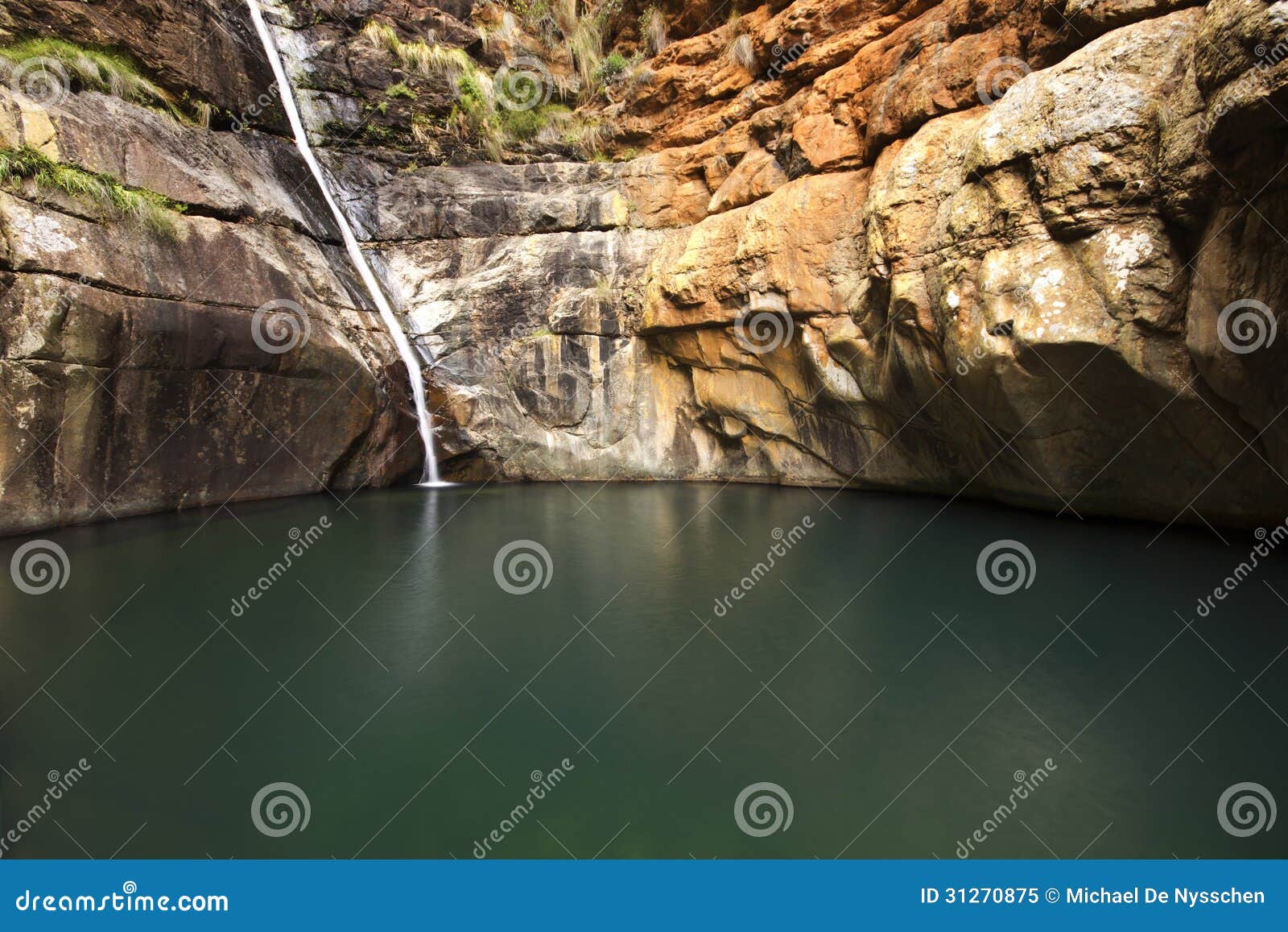 Waterfall and Quiet Pool of Water Stock Image Image of garden, rocky