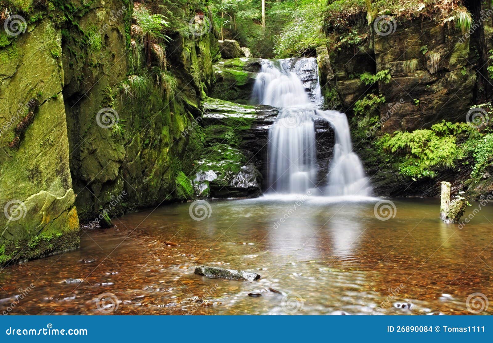 waterfall in resov in moravia, czech republic