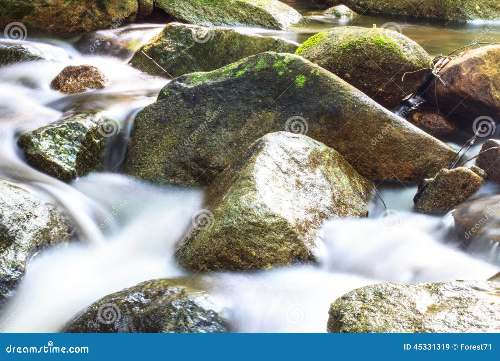 Waterfall And Rocks Covered With Moss Stock Image Image Of Freshness