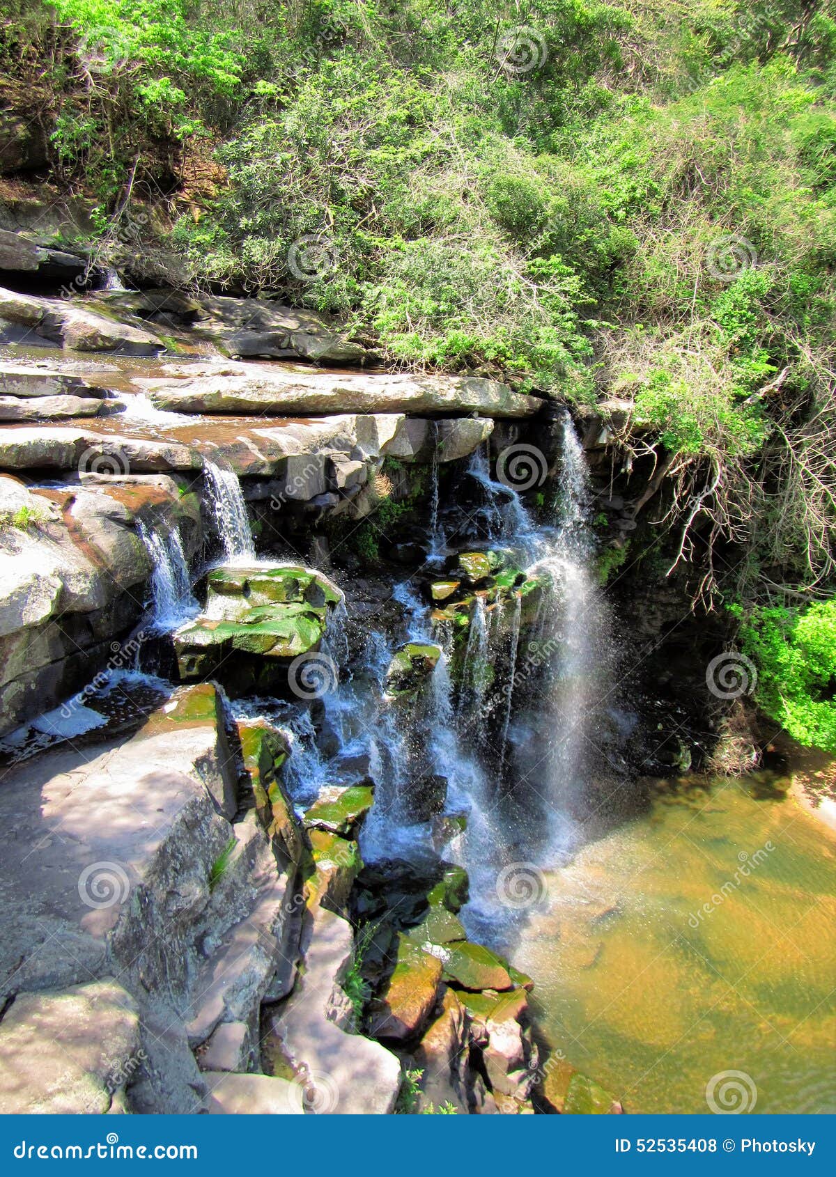 Waterfall on small river stock photo. Image of design 52535408