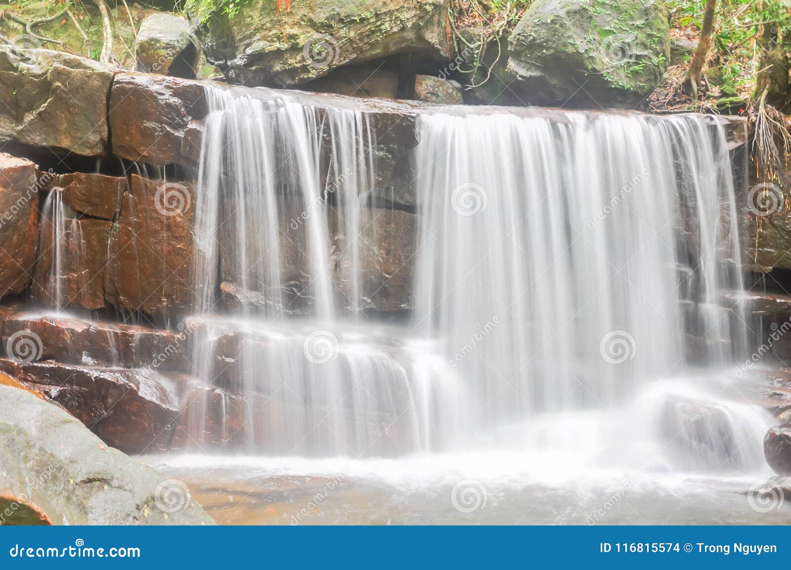 beautiful suoi tranh waterfall in phu quoc, vietnam