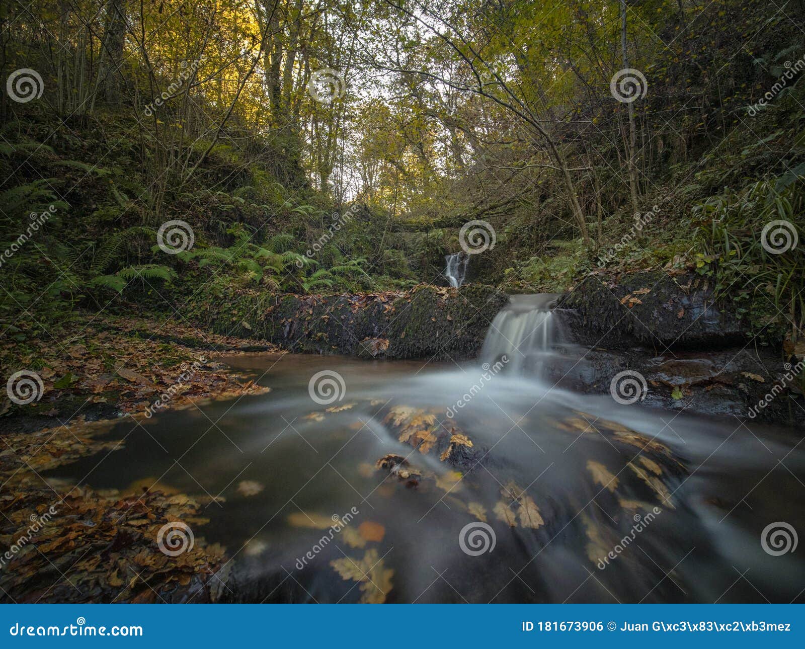 Water Falling Down a River at Sunset Stock Photo Image of sunset