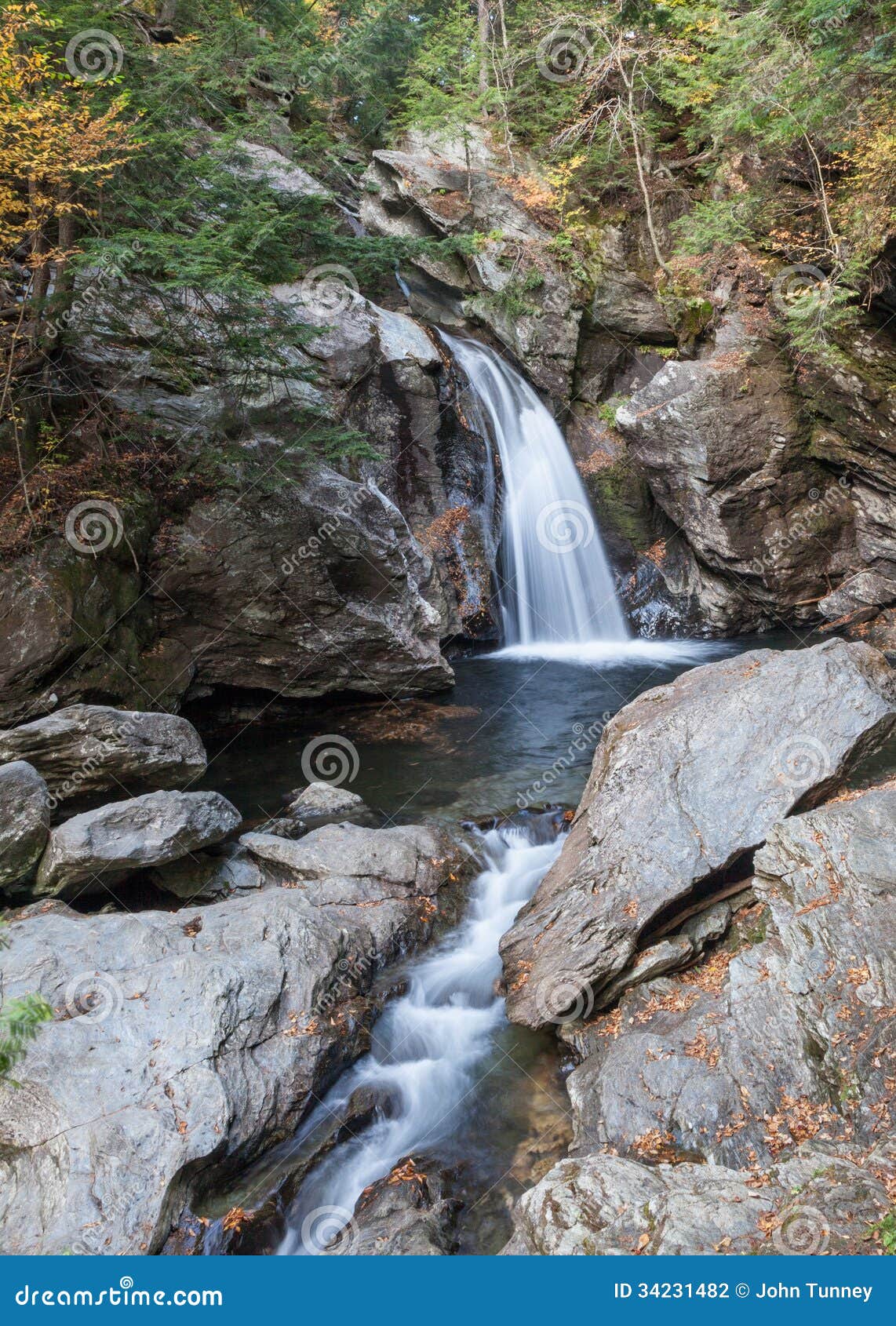 Waterfall in woods stock photo. Image of travel, quiet - 34231482