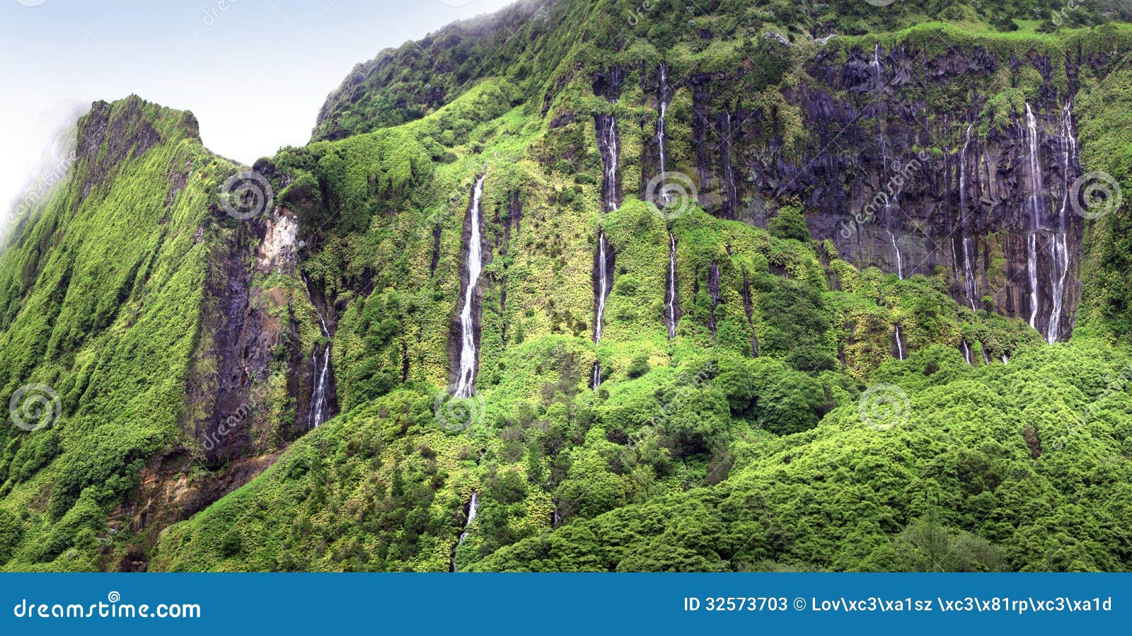 waterfalls on flores island - azores - portugal