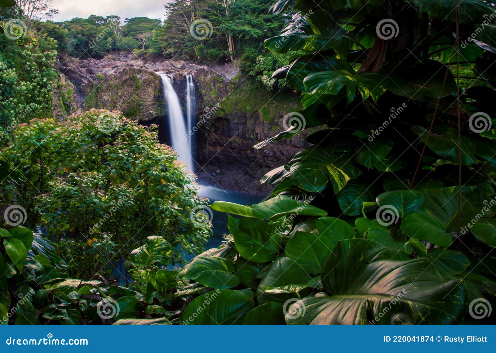 Waterfalls on the Big Island Hawaii Stock Photo Image of tree
